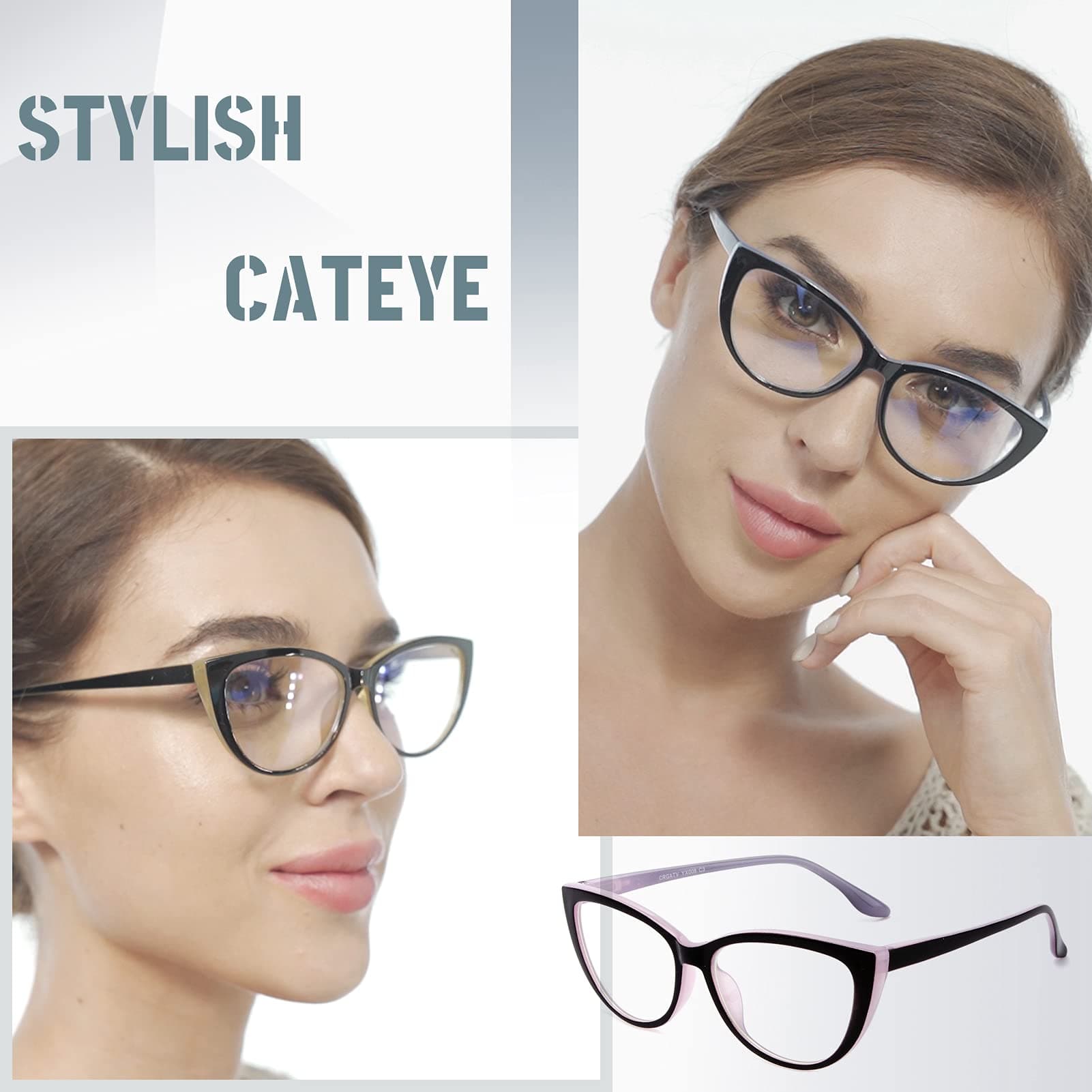 CRGATV 3 Pack Reading Glasses Blue Light Blocking Stylish Cat Eye Computer Readers Anti Eyestrain & Glare for Women
