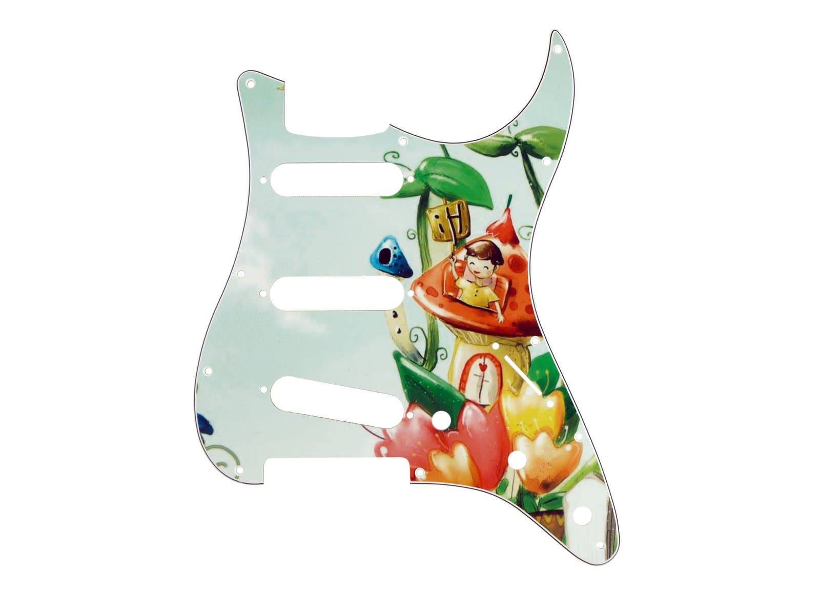 Borderlands PG4155 S-S-S 11-Hole 4-Ply Replacement Stratocaster Pickguard - Cartoon Picture