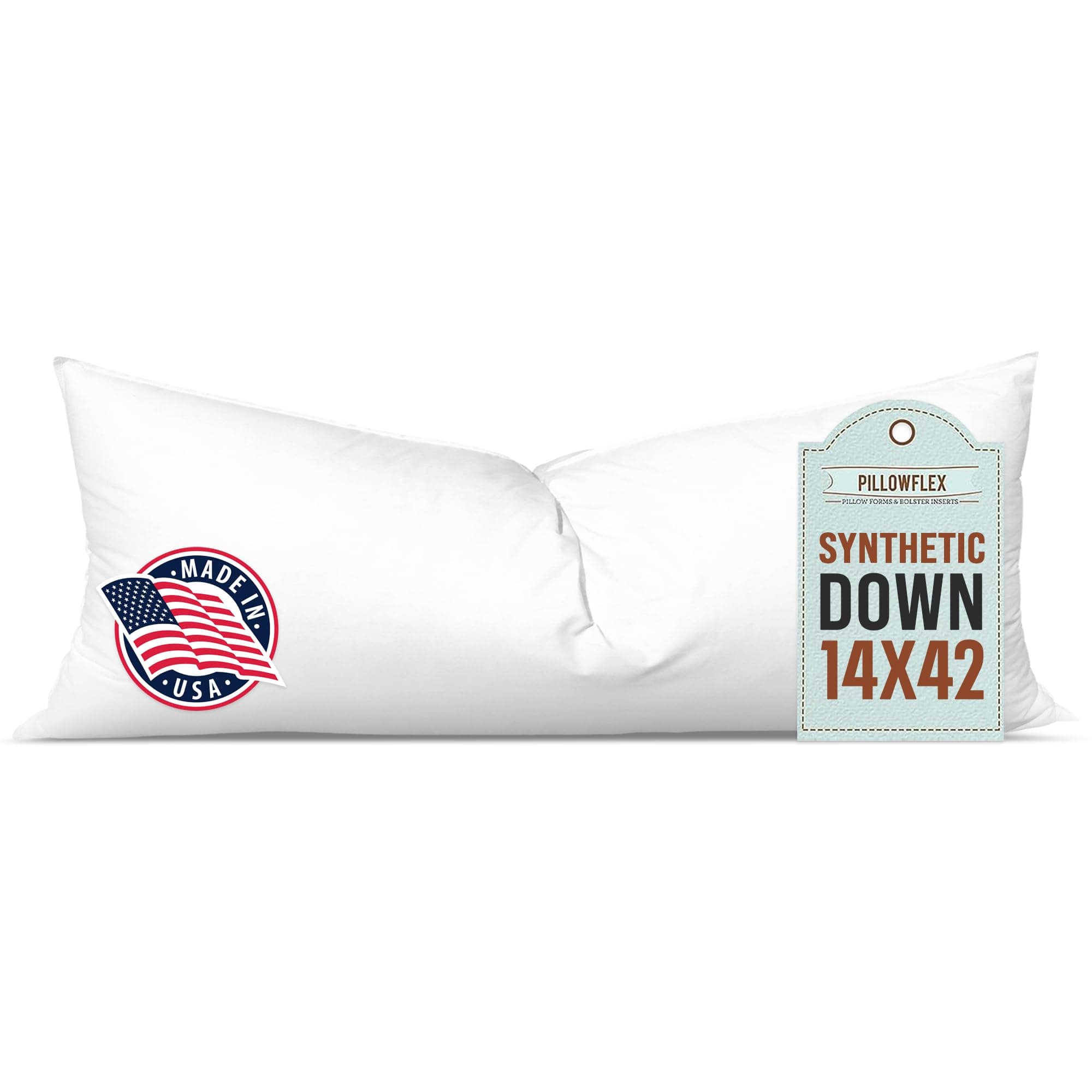 Pillowflex Synthetic Down Pillow Insert - 14x42 Down Alternative Pillow, Ultra Soft, Large Rectangle Body Sleeping Pillow, Lumbar, Long, Back - 1 Decorative Pillow Form