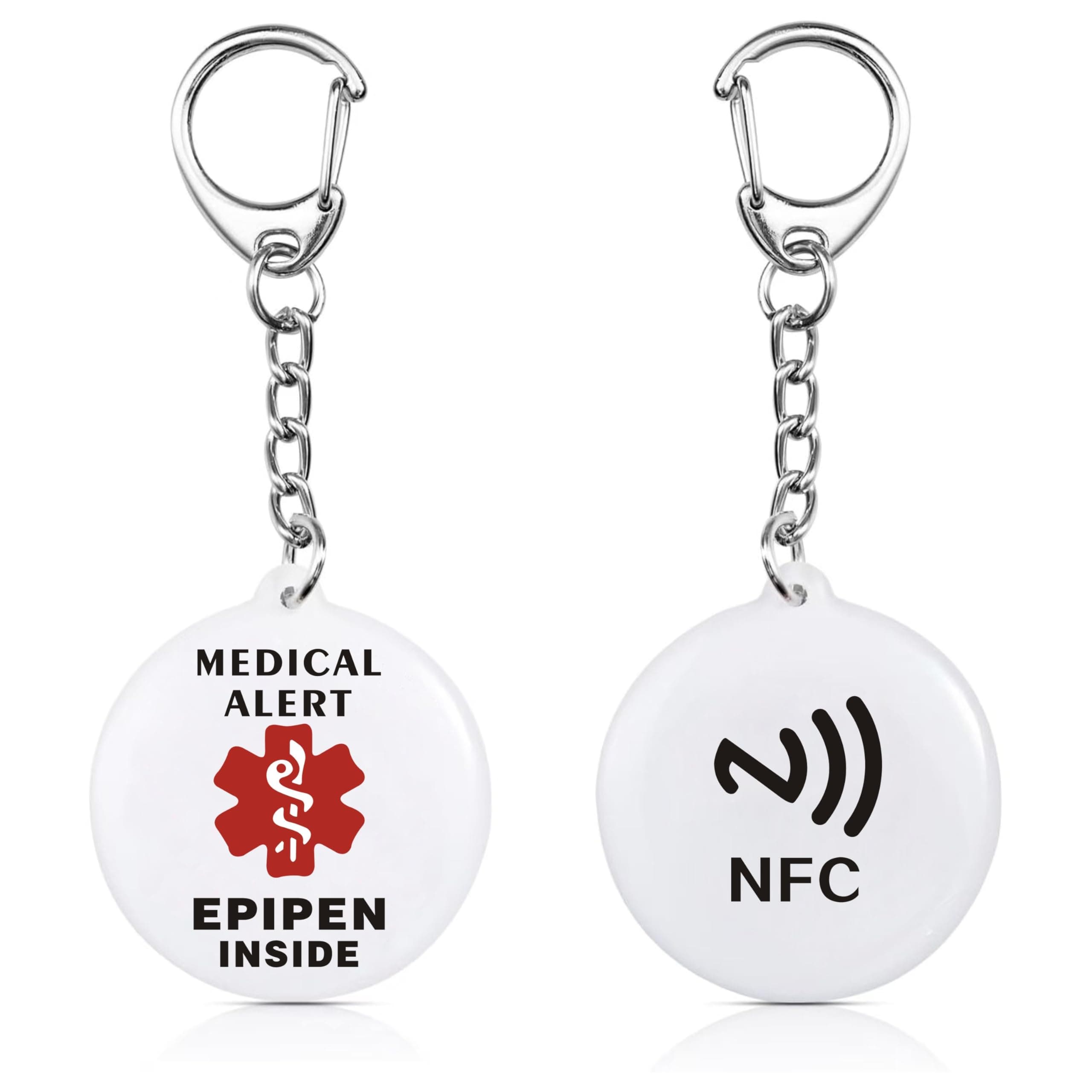 Epi Pen Inside Bag Tag for Epi Pen Case, Epi Pens Carrying Case 1.35", Medical Bag Tag, Epi Pen Keychain, with Quick Clip, with NFC Personal Information Reading and Writing Function