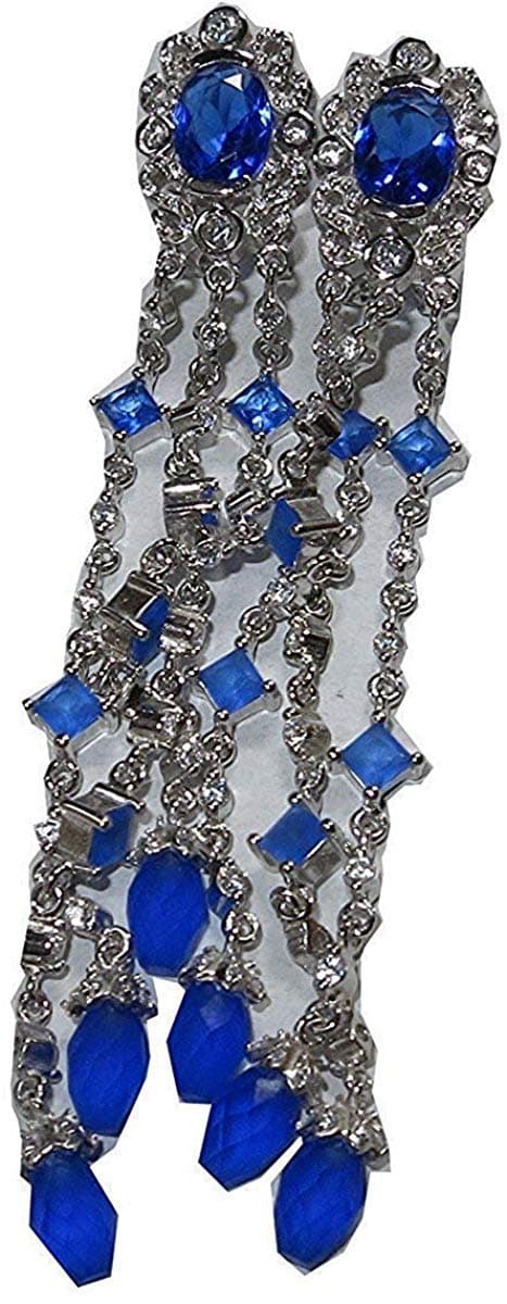 Earrings with Blue and White Stones in Silver