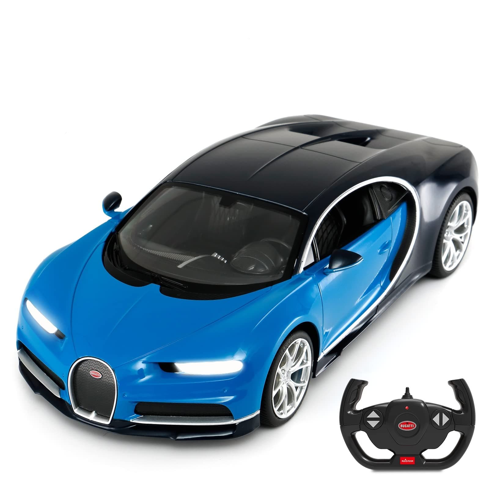 rastar Radio 1/14 Scale Bugatti Chiron Licensed RC Model Car (Blue/Black)