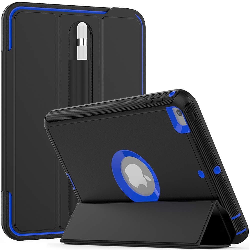 SEVROK iPad Mini 5 Case, iPad Mini 4 Case Slim Full-Body Shockproof Defender Smart Auto Sleep/Wake Featured with Apple Pencil Holder for 7.9-inch iPad Mini 5th / 4th Generation, Blue