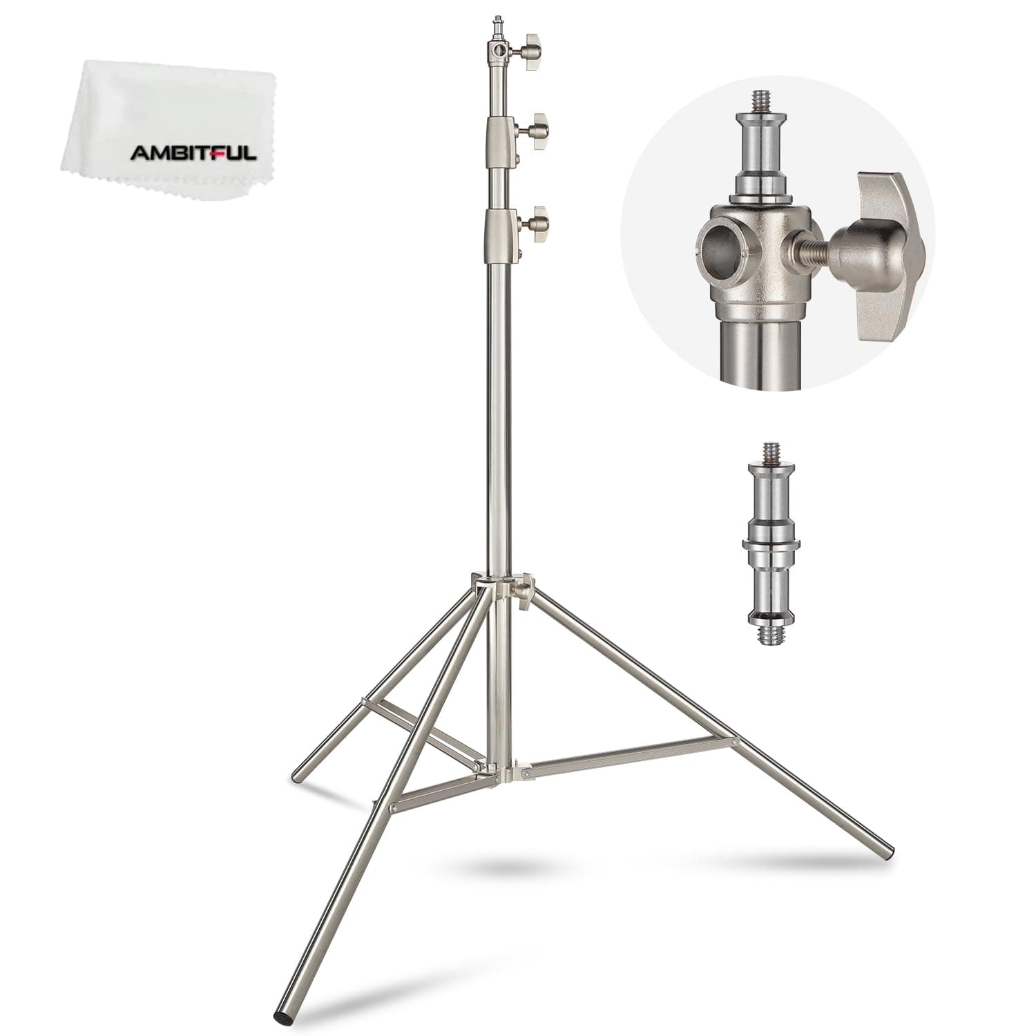 AMBITFUL 280cm 9FT Studio Lighting Photo Studio Stainless Steel Light Stand for HTC Vive VR, Video, Portrait, and Product Photography