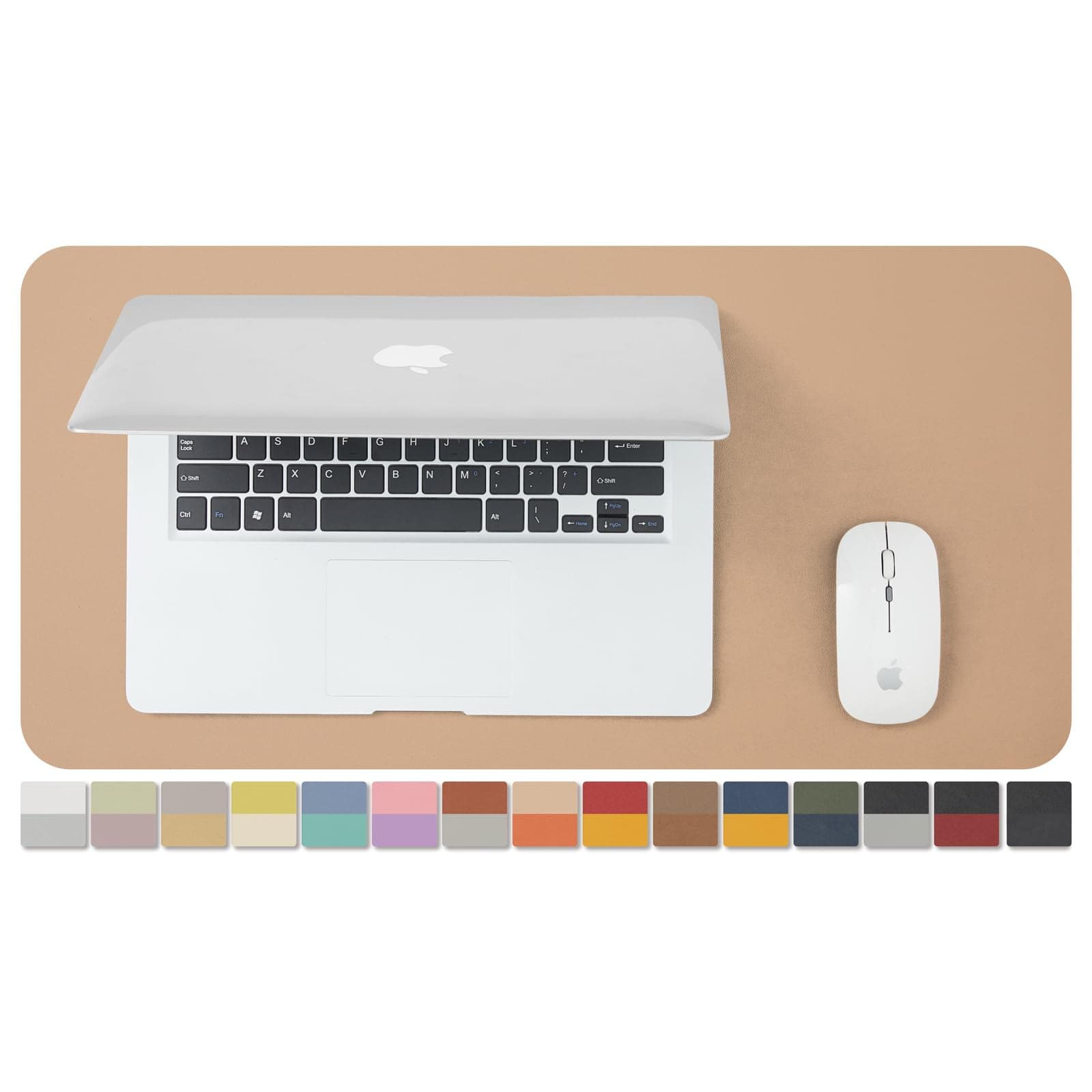 Compact Dual Sided Leather Desk Mat - Desk Pad for Office and Home - Desk Organization and Accessories - Ideal for Large Mouse Pad and Small Desk Mats on Top of Desks(Apricot+Orange,23.6"x 11.8")