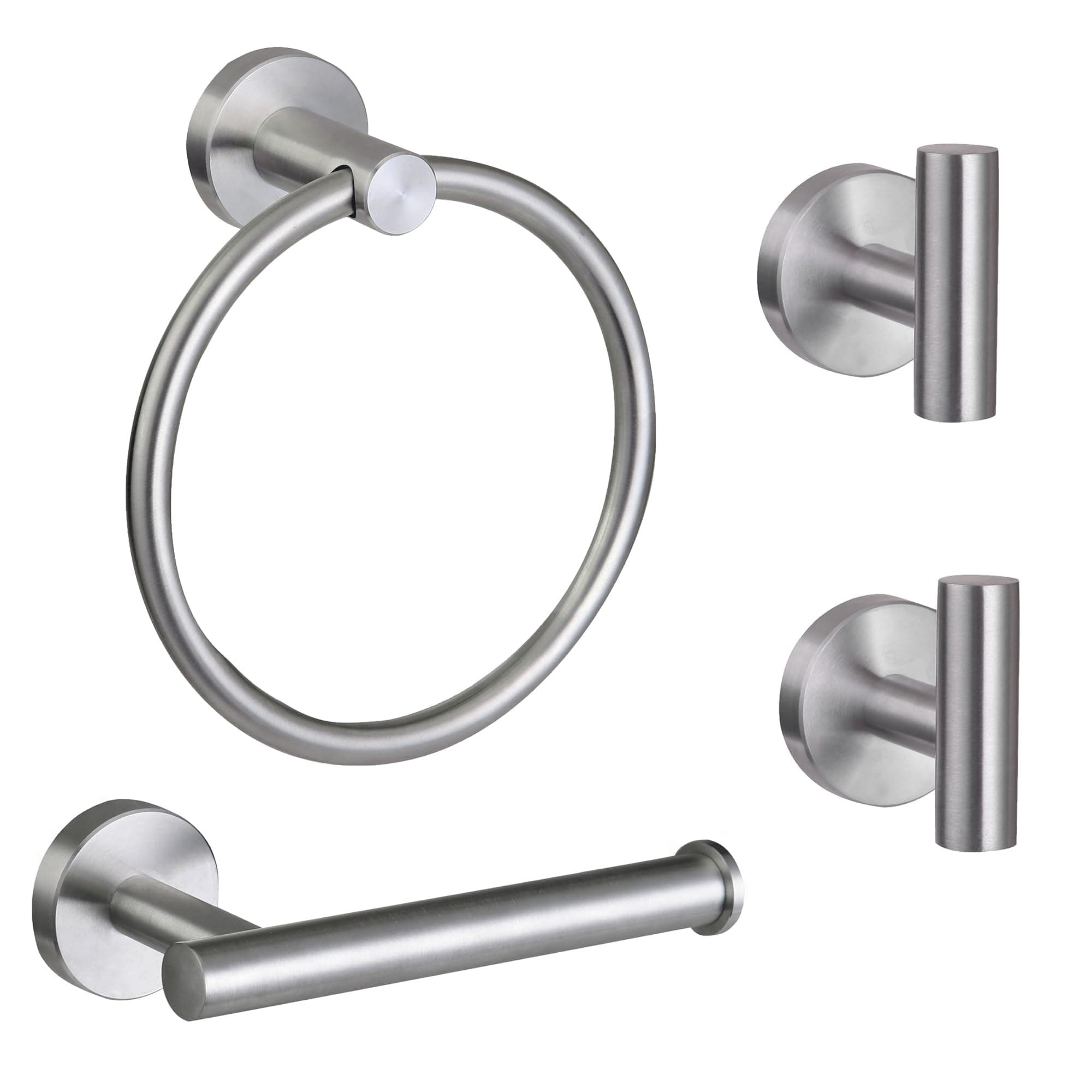 Ntipox 4 Piece Brushed Nickel Bathroom Hardware Set, Modern Towel Ring and To...
