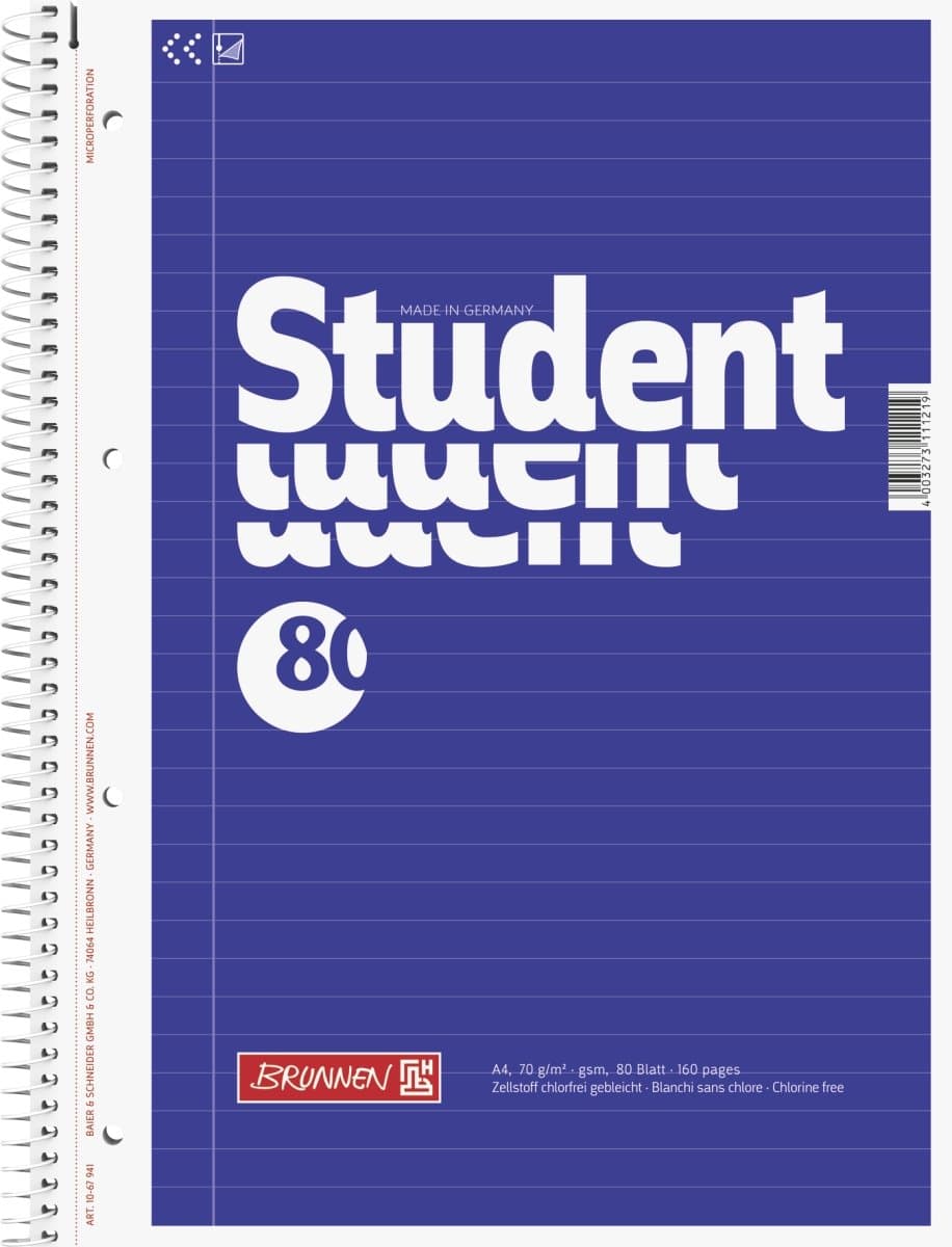BRUNNENStudent Notepad A4 Ruled 70gsm 80 Sheets 1067941