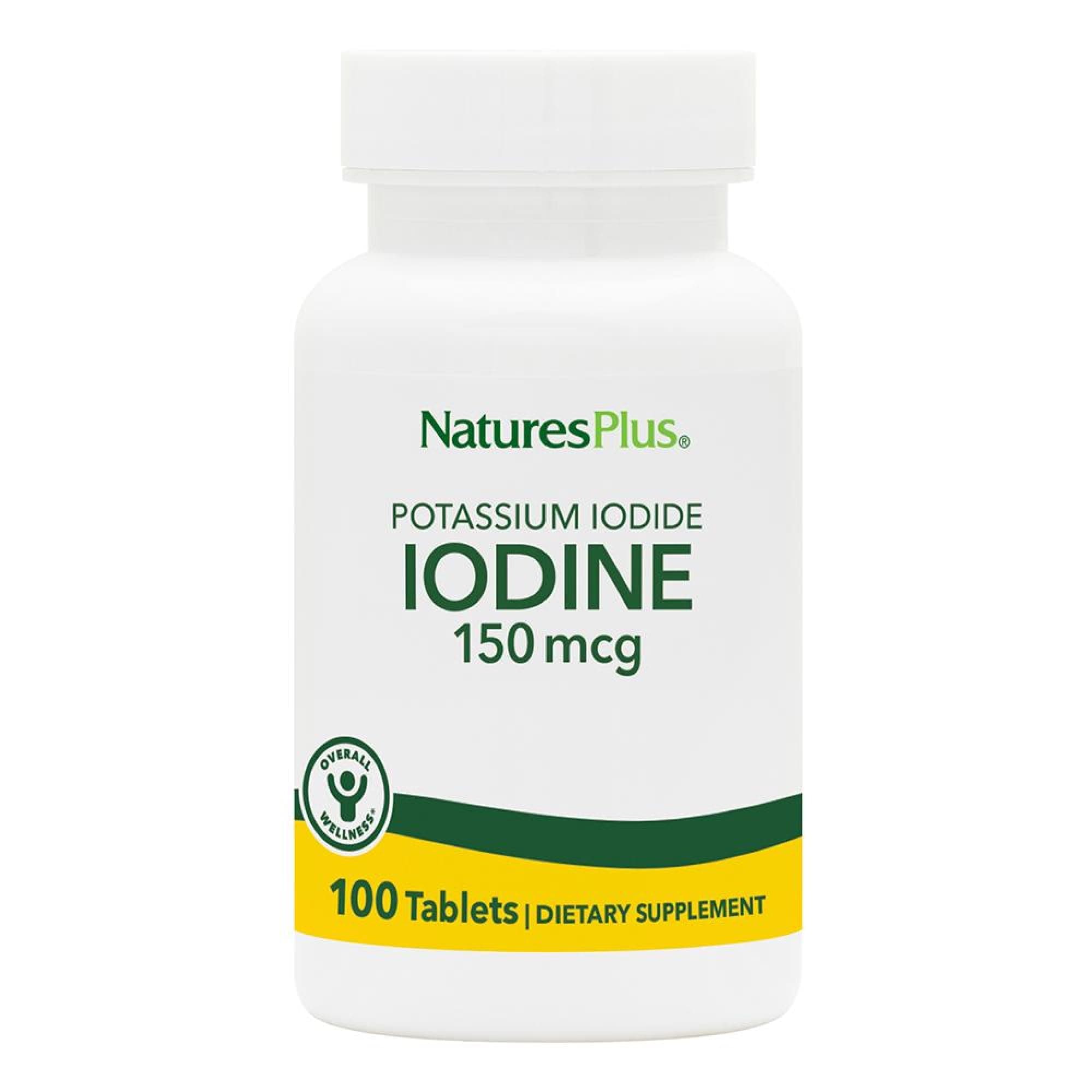 Nature's Plus Potassium Iodide - 150 mcg, 100 Vegan Tablets - Thyroid Support Supplement, Gluten-free - 100 Servings