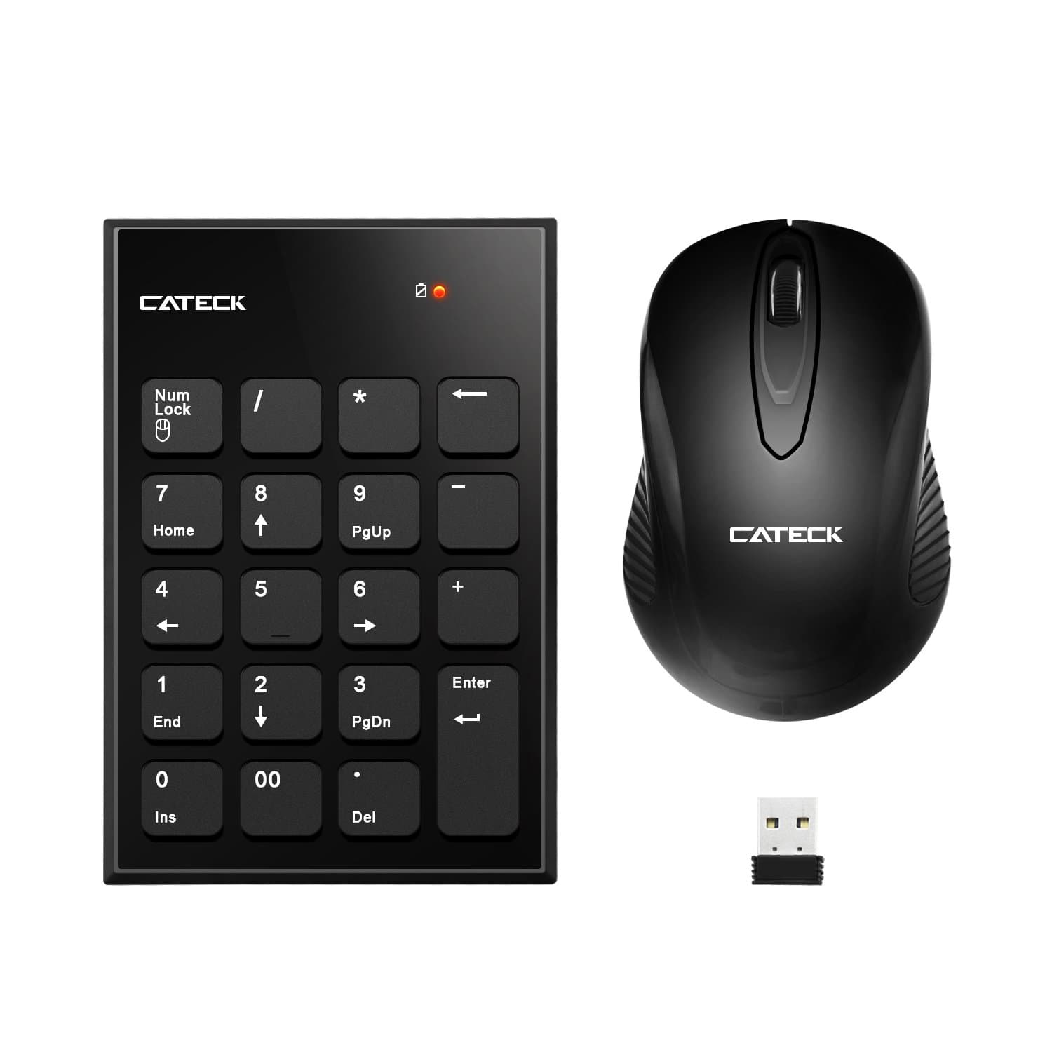 Cateck Numeric Keypad & Mouse Combo, 2.4G Wireless Mini USB Number Pad Keyboard And Mouse Combo With USB Receiver For Laptop Desktop PC Notebook- Just One USB Receiver