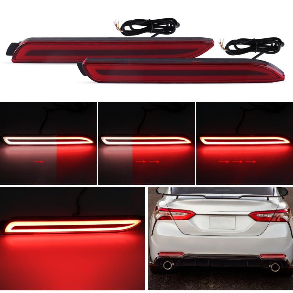 Raryloy 2x LED Rear Bumper Lights Reflector Tail Brake Stop Lamps Turn Signal Fog Light Sequential for Toyota 06-14 Camry,Lexus RX300 1999-2003