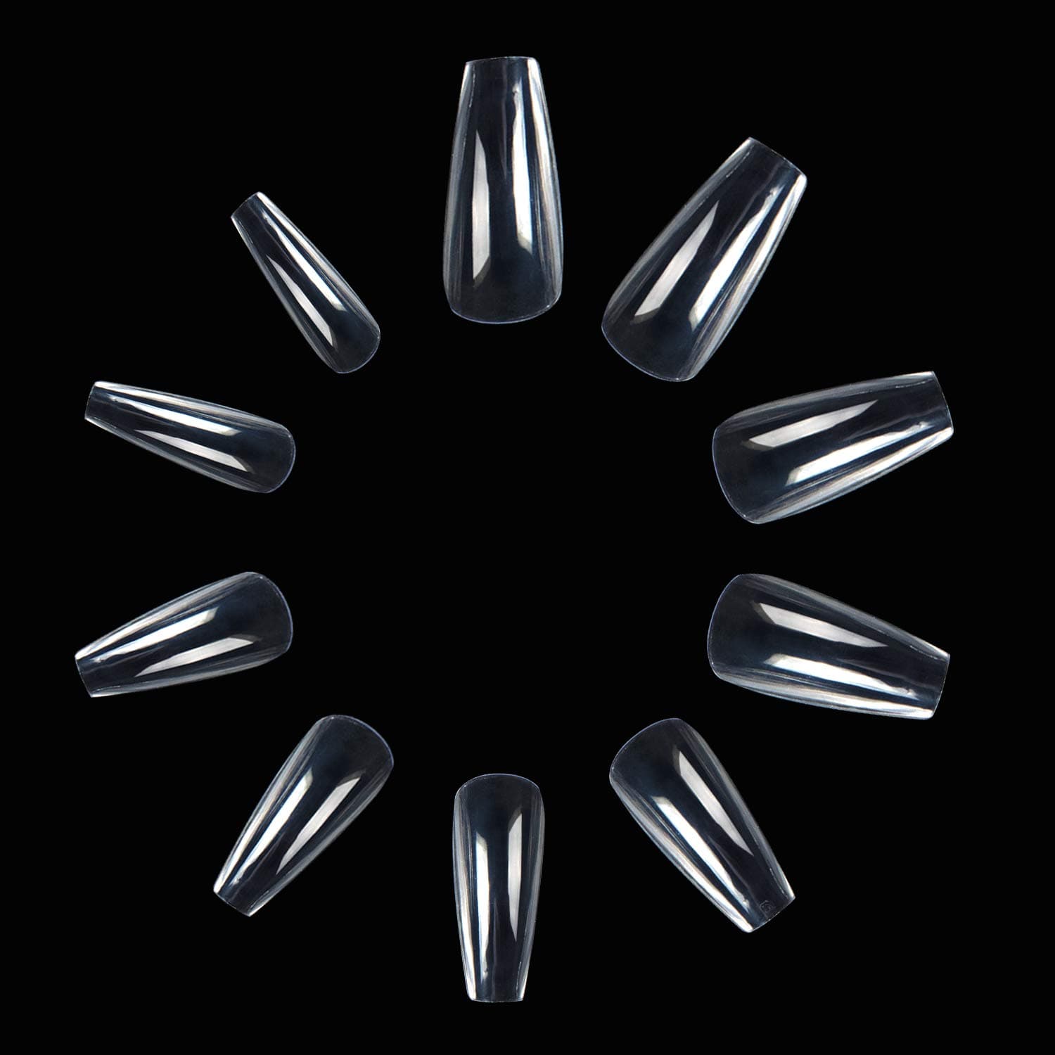 INFELING Clear Coffin Acrylic Nails Short False Nail 500pcs Full Cover Artificial Fake Nails 10 Sizes with Box