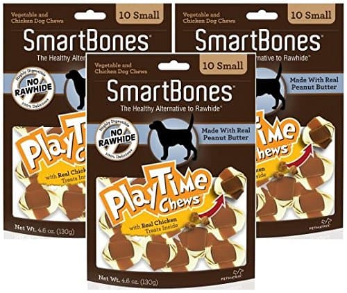 (3 Pack) Smart Play Time Small Peanut Butter Treat Chews for Dogs - 10 Bones per Pack