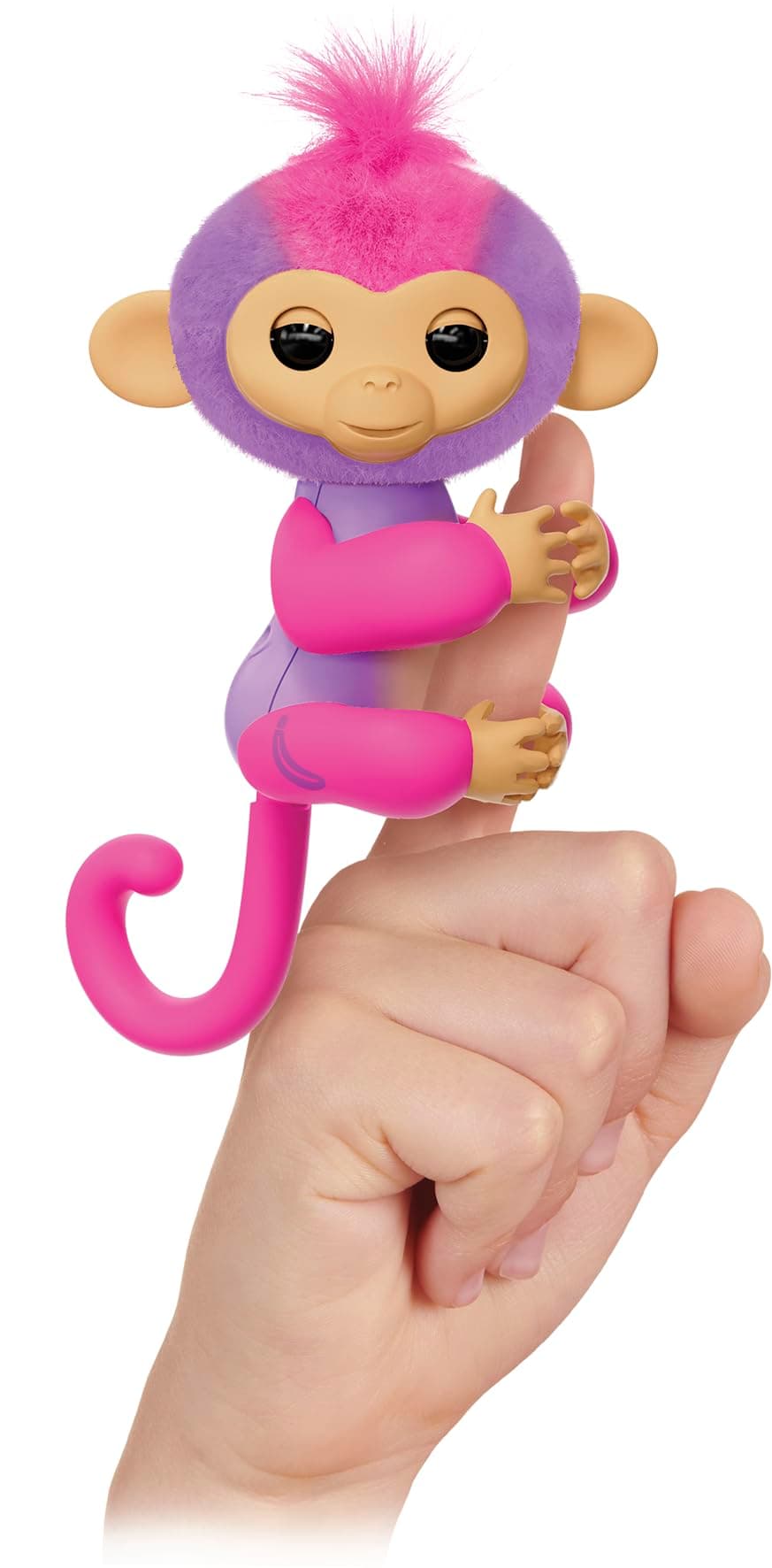 Lansay - FINGERLINGS - Charli - Small Interactive Monkey Pink/Purple - Electronic Plush Toy for Children Aged 5+ - Interactive Animal Attached to Finger - Touch Responses