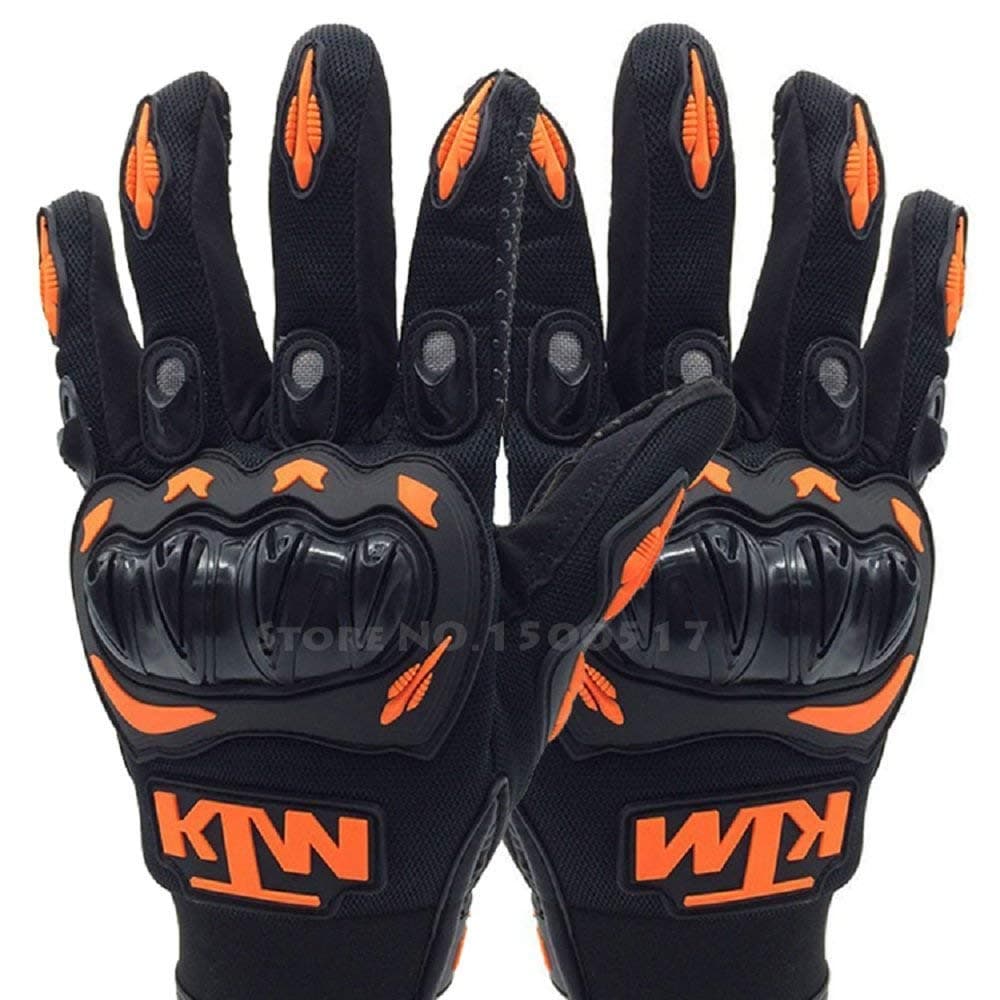Motorcycle Riding Gloves - Orange, Black