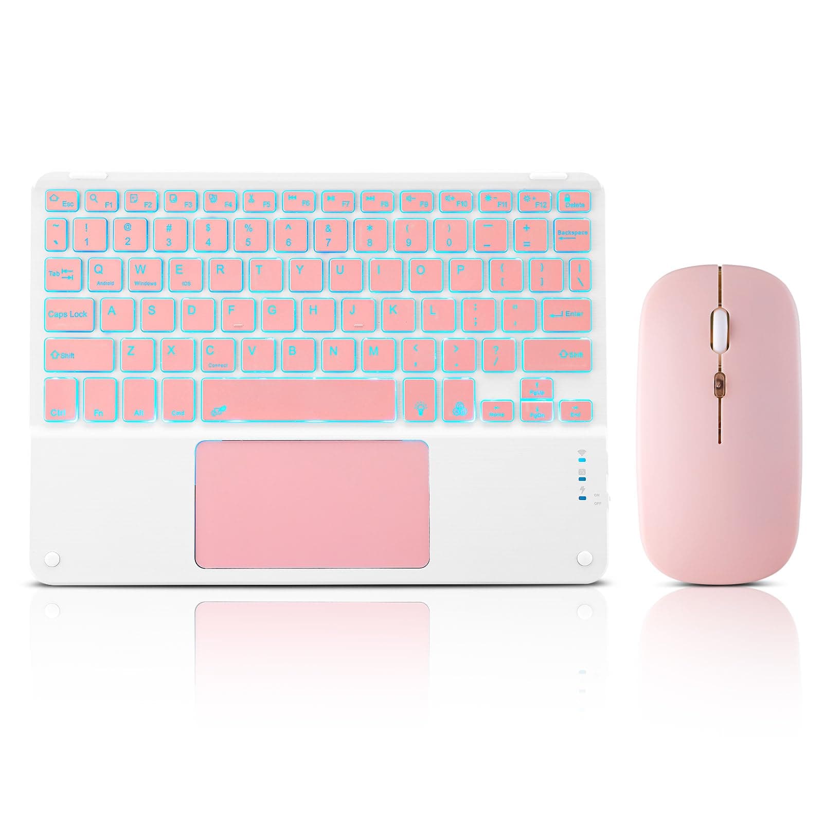 Ultra-Slim Bluetooth Keyboard with Built-in Touchpad and Mouse Portable Mini Wireless Keyboard Rechargeable 7-Color Backlit for Apple iPad iPhone Samsung Tablet iPhone Smartphone iOS Android Windows