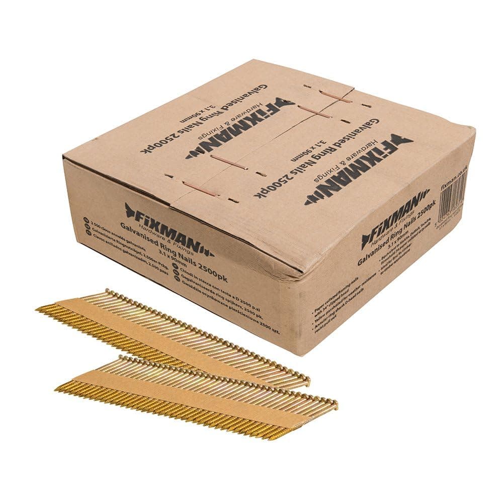 413678 Galvanised Ring Nails 2500pk 3.1 x 90 mm