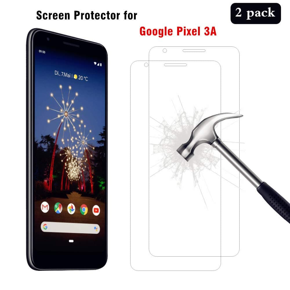 AHABIPERS Tempered Glass for Google Pixel 3A Screen Protector, Easy Bubble-Free Installation, 9H Hardness, 99.99% HD Clarity Tempered Glass Protector for Google 3A - 2 Pack