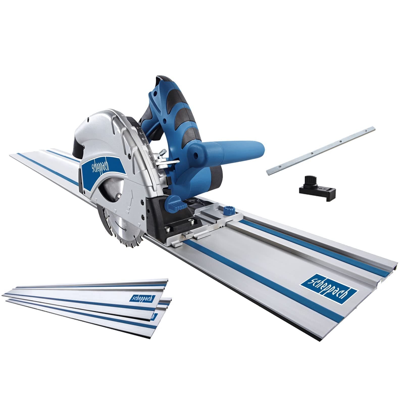 Plunge Saw PL55 + 2 x 700 mm Guide Rail Diving Circular Saw Hand Circular Saw 1200 W Power Cutting Depth 55 mm Saw Blade Diameter 160 mm 24 Teeth Angled Position with Tilt Protection for 0