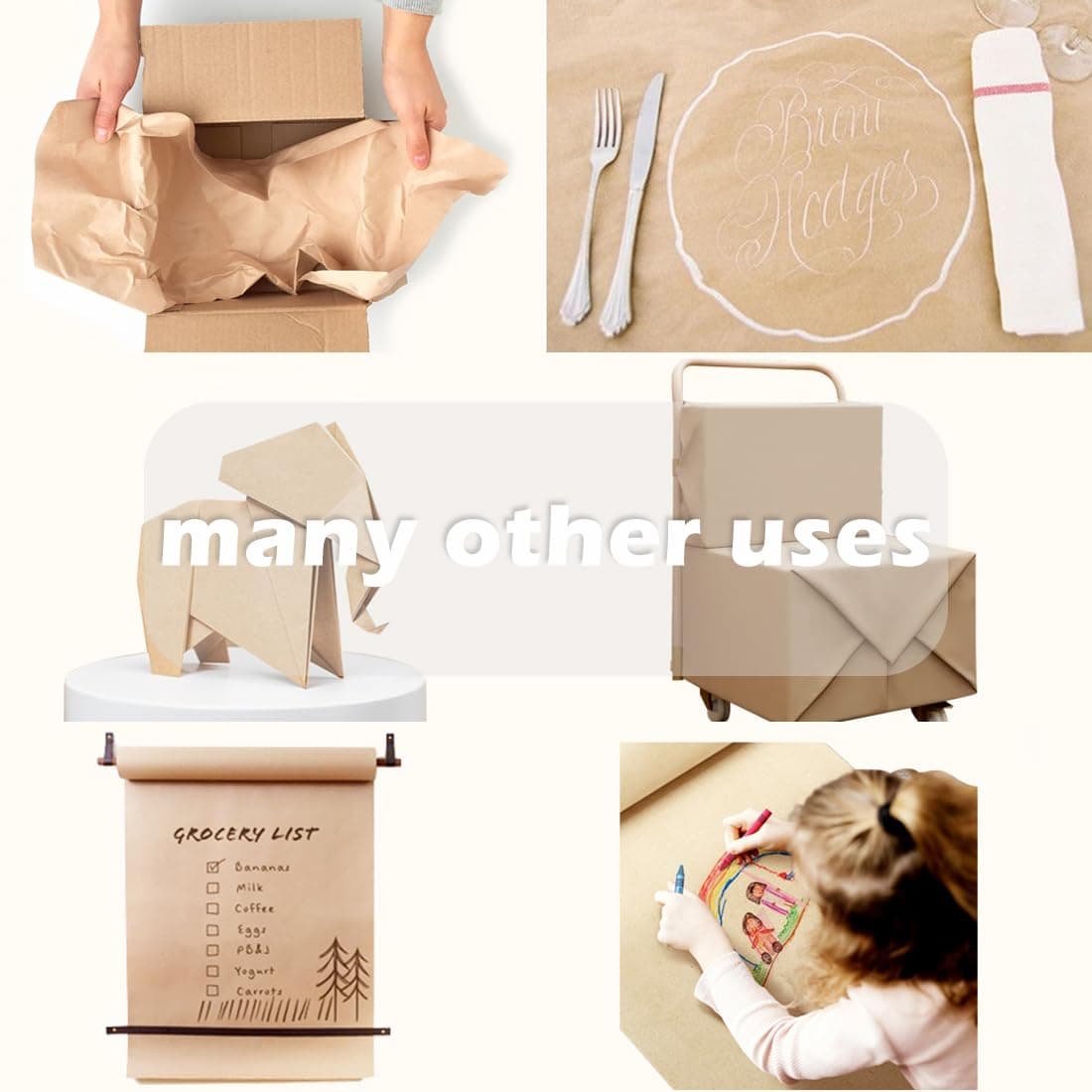 PerkHomy 24" x 2,400" (200') Coffee Kraft Paper Roll for Craft Bulletin Board Paper Kids Art Table Covering Crafting Gift Wrapping Bouquet Packing Parcel 80GSM 55LB (Coffee, 24" x 200')