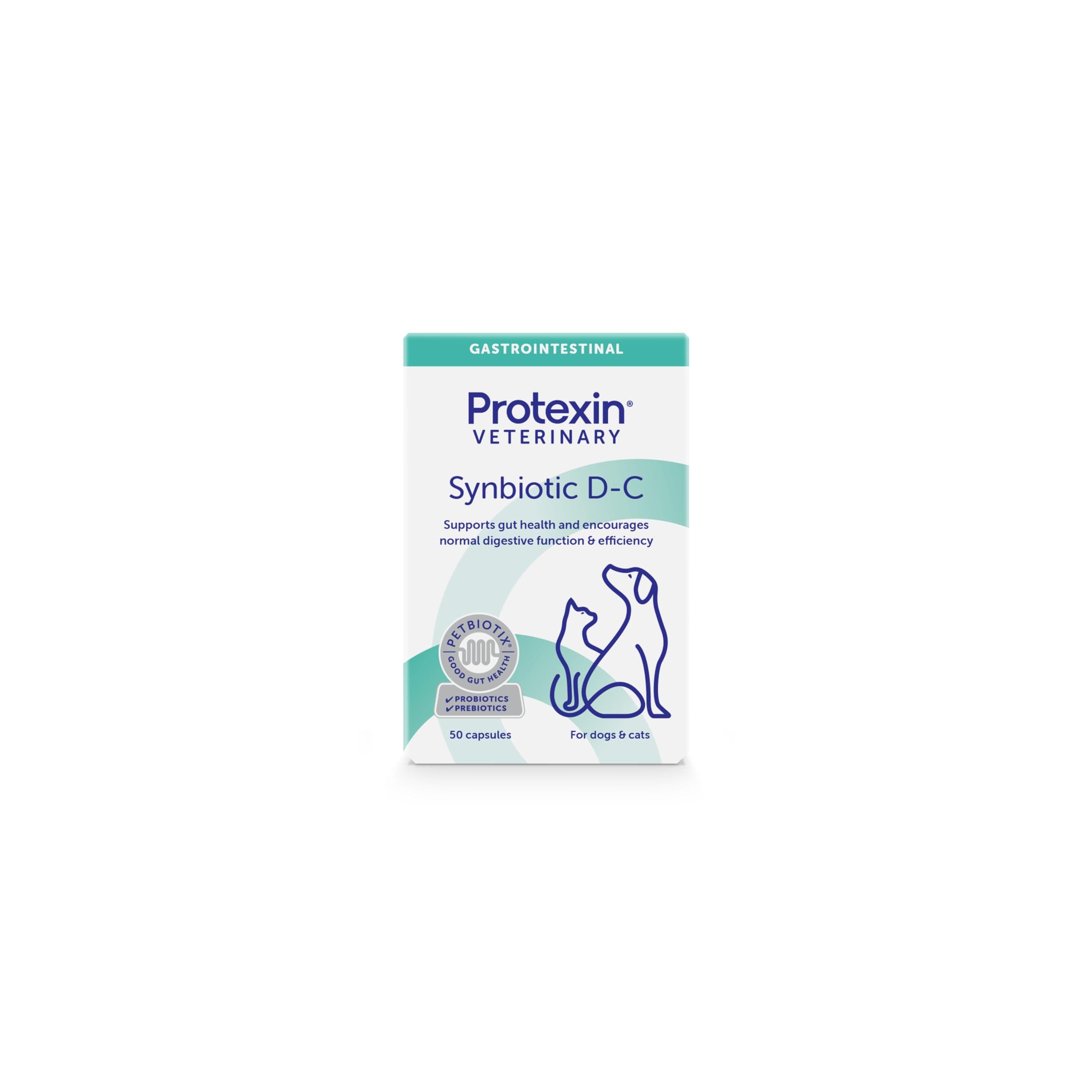 Veterinary Synbiotic D-C Capsules, High-Concentrated Probiotic & Prebiotic Supplement for Dogs & Cats, Supports Gut Health, Digestion, 50 One-a-Day Capsules