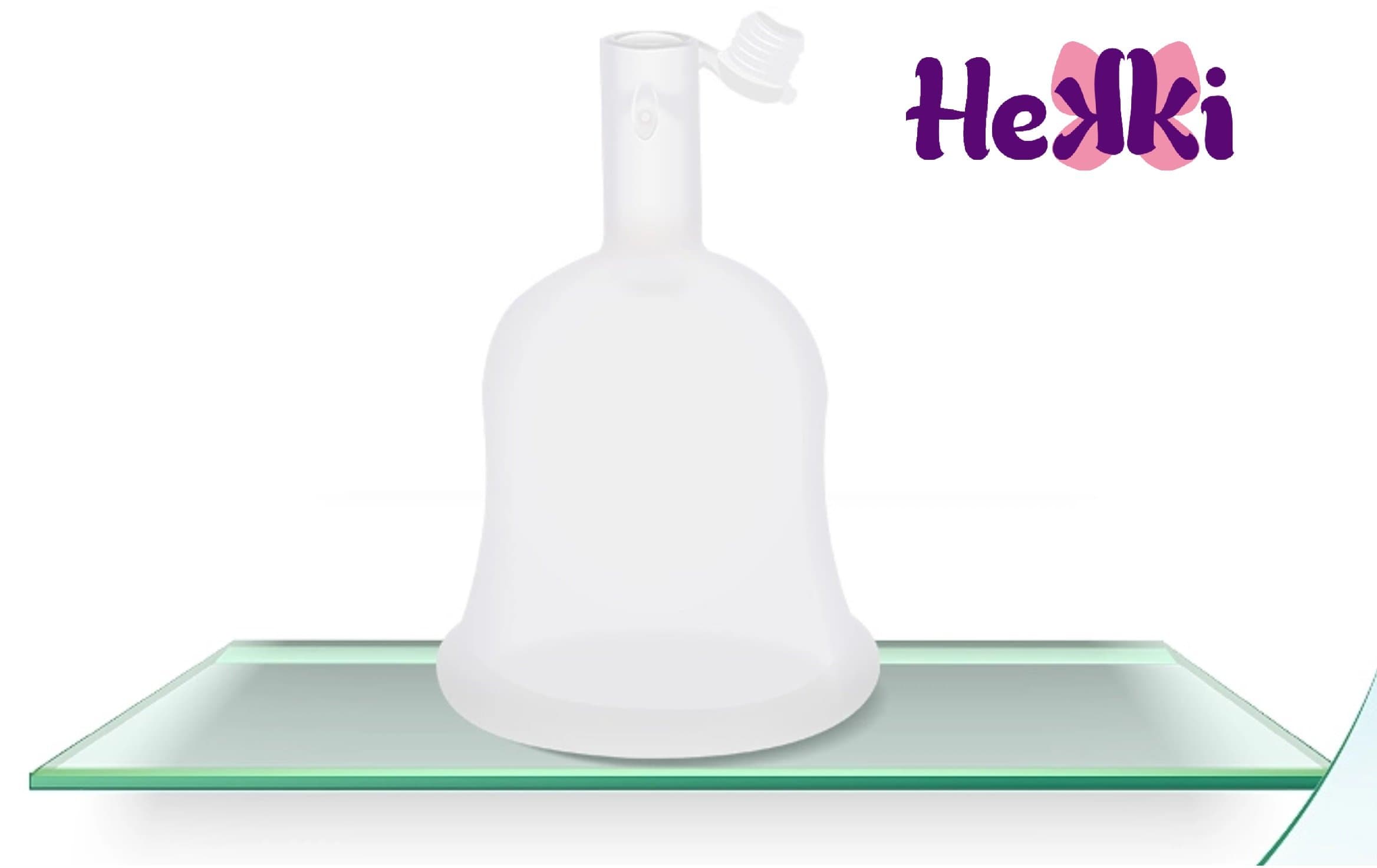 Hekki Cup - Menstrual Cup - Size Small - with Valve NO Need to Remove IT to Drain - Medical Grade Silicone - Transparent No Colourants