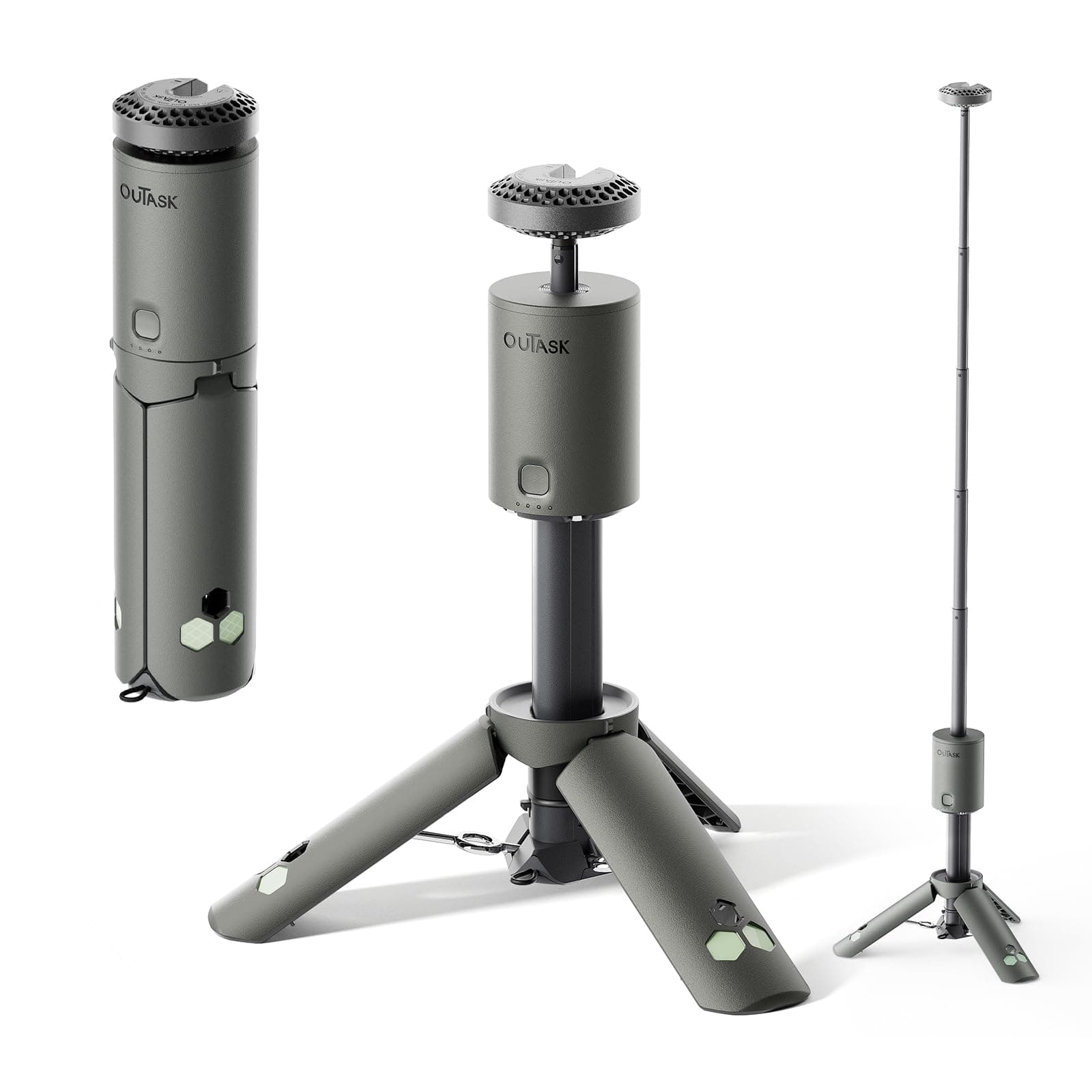 OUTASK Portable Camping Lantern Rechargeable, with 3 Modes, Type C Charging,720° Stereo Lighting, Camping Lamp & Flash Light for Adventure, Emergency, Camping, Hiking (Army Green)