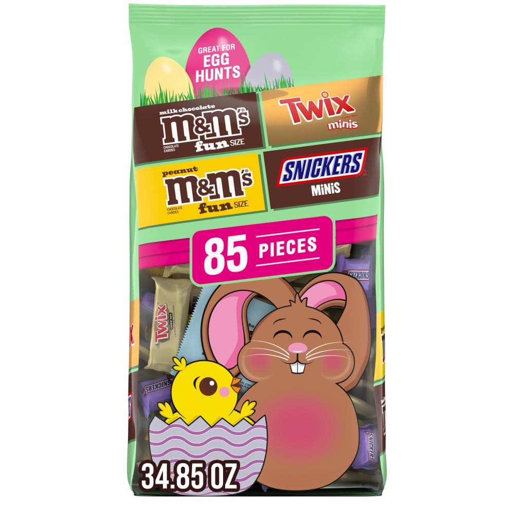Mars M&M'S, SNICKERS & TWIX Milk Chocolate Candy Easter Basket Stuffers, 85 Ct Bulk Bag