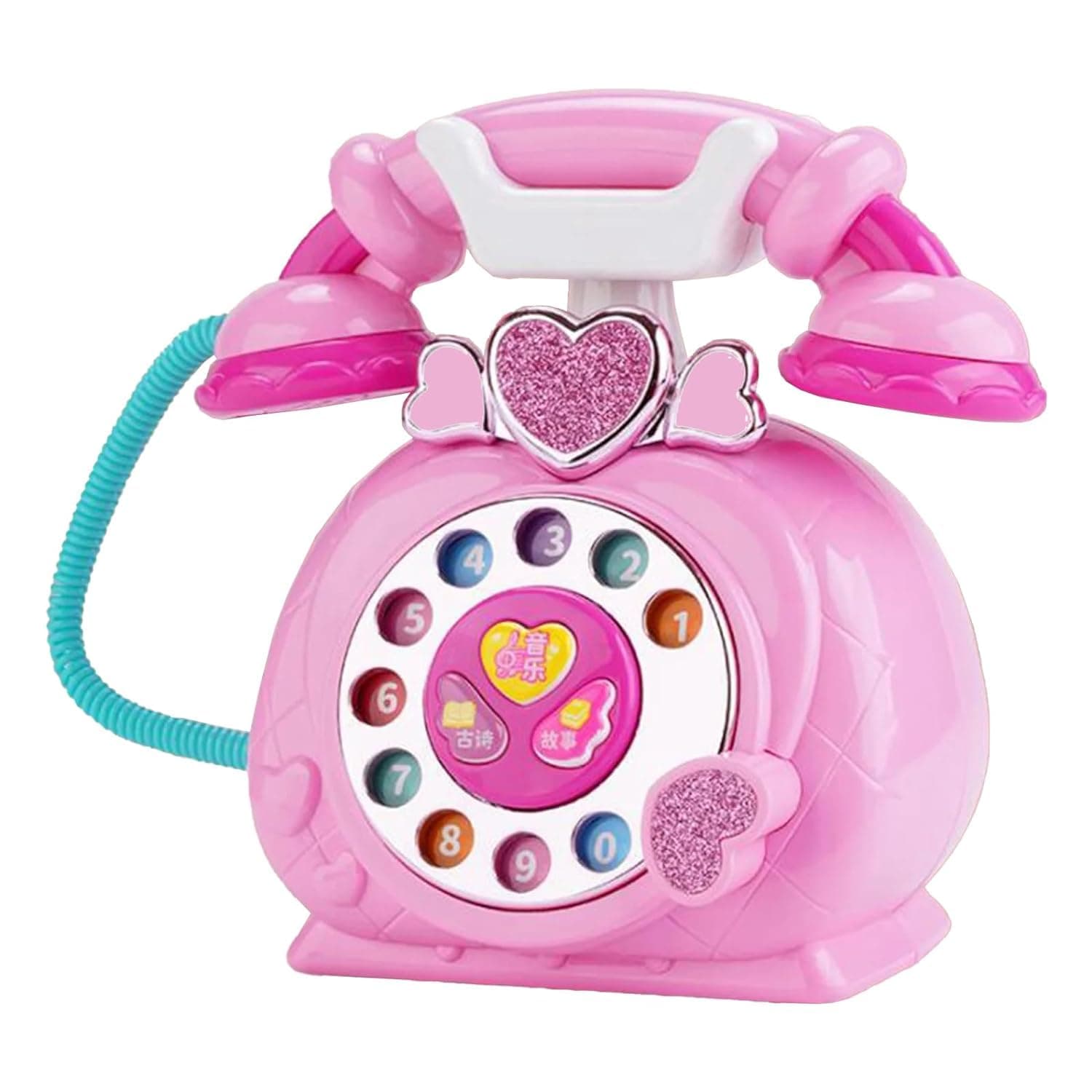 BELOXY Classic Dial Receiver Simulation Telephone Toy for Kids - Rotating Number Dial with Calling Sound Effect - Storytelling Toy Telephone Accompanied with Lights - Color As Per Stock (Style 2)