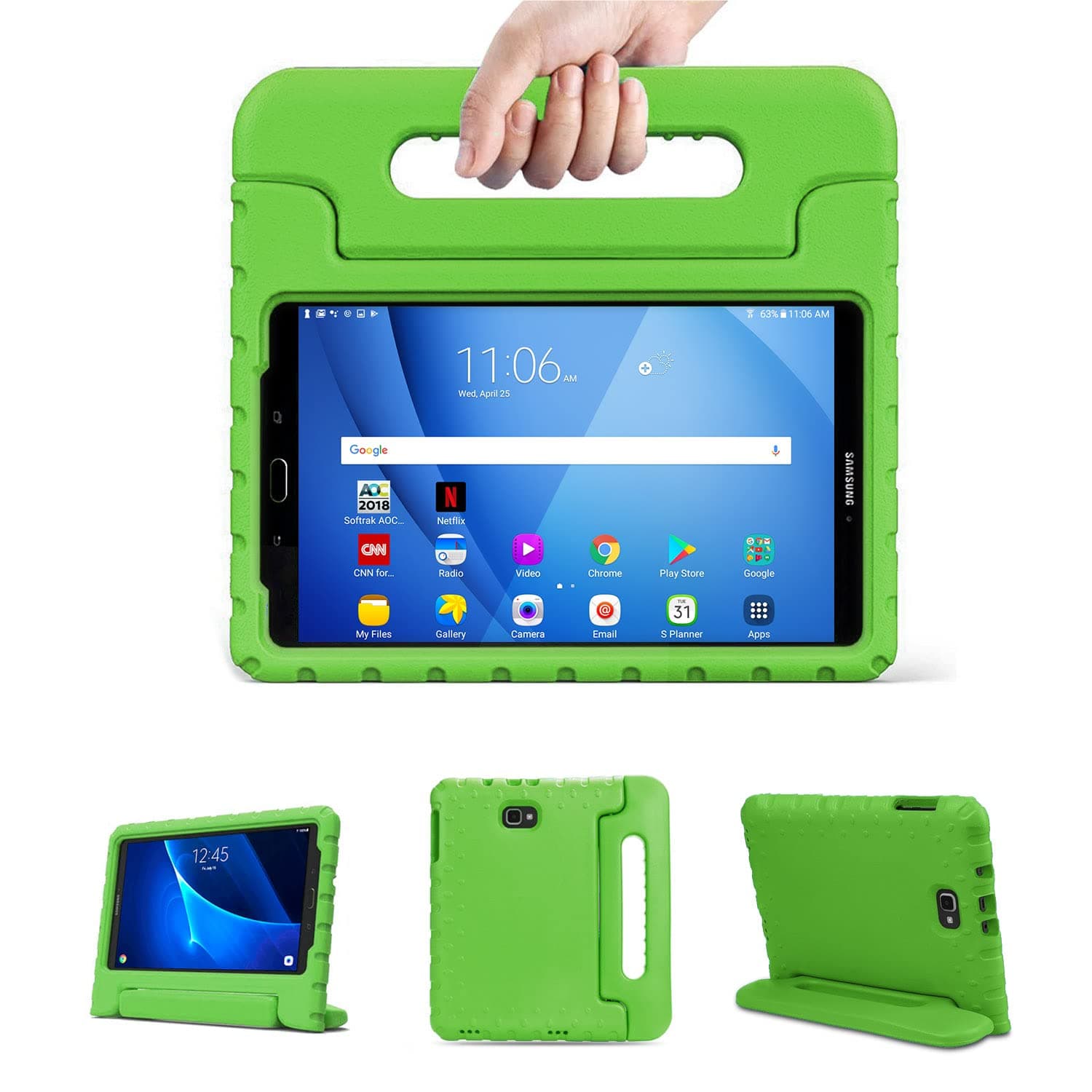 Viahoo Case for Samsung Galaxy Tab A 10.1" Tablet Released 2016 Without S Pen Version Models SM-T580/SM-T585/SM-T587 Kids Proof Shockproof Sturdy Foam Cover Lightweight Durable, Green