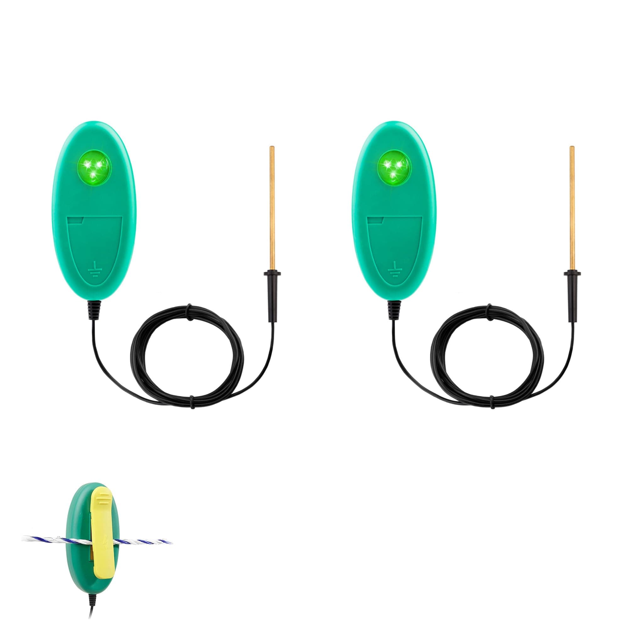 2 Pack Detects Electric Fence Energizer Pulse Flash Signal LED Light | Tester Indicator for pulsed energizers | Alert Device That Clips to Wire or Tape Fences