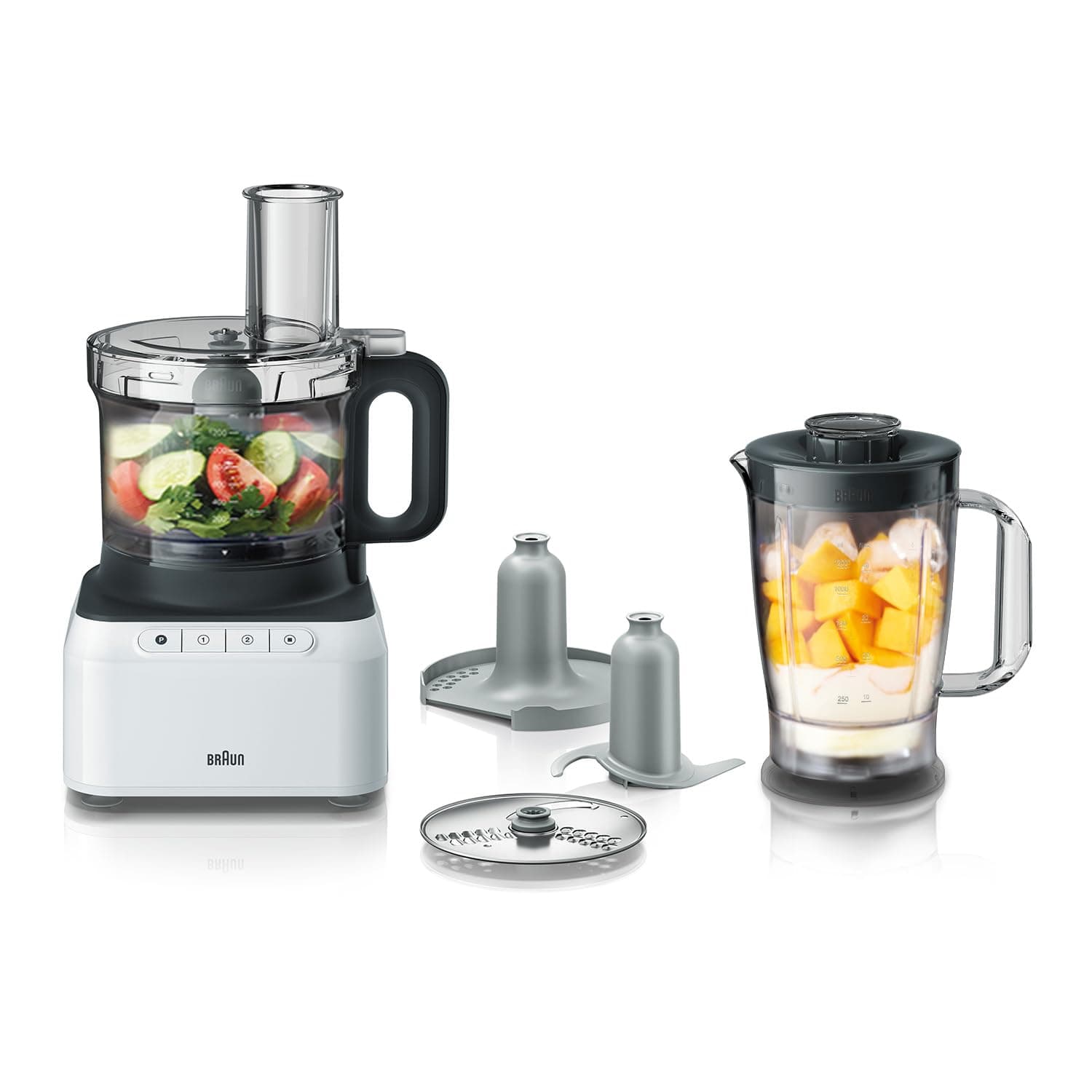 Braun Fp 3131, Food Processor White , 800 Watts. Blender 1.2 L, Food Prep Bowl 2.1 L, 2 Speed Button And Pulse."Min 1 year manufacturer warranty"