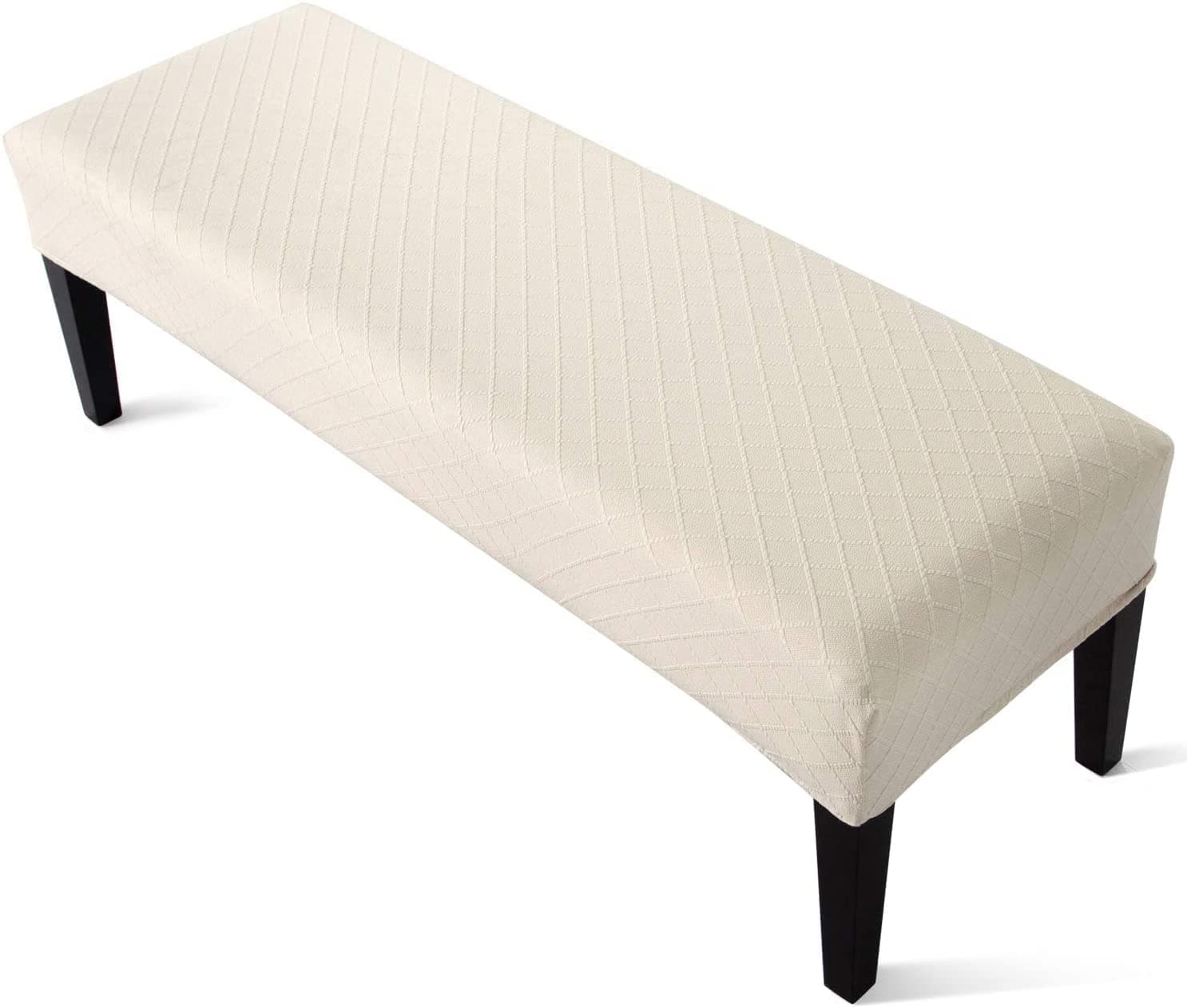 Polyester Bench High Stretch Slipcover Dining Room Bench Seat Cushion Cover Beige