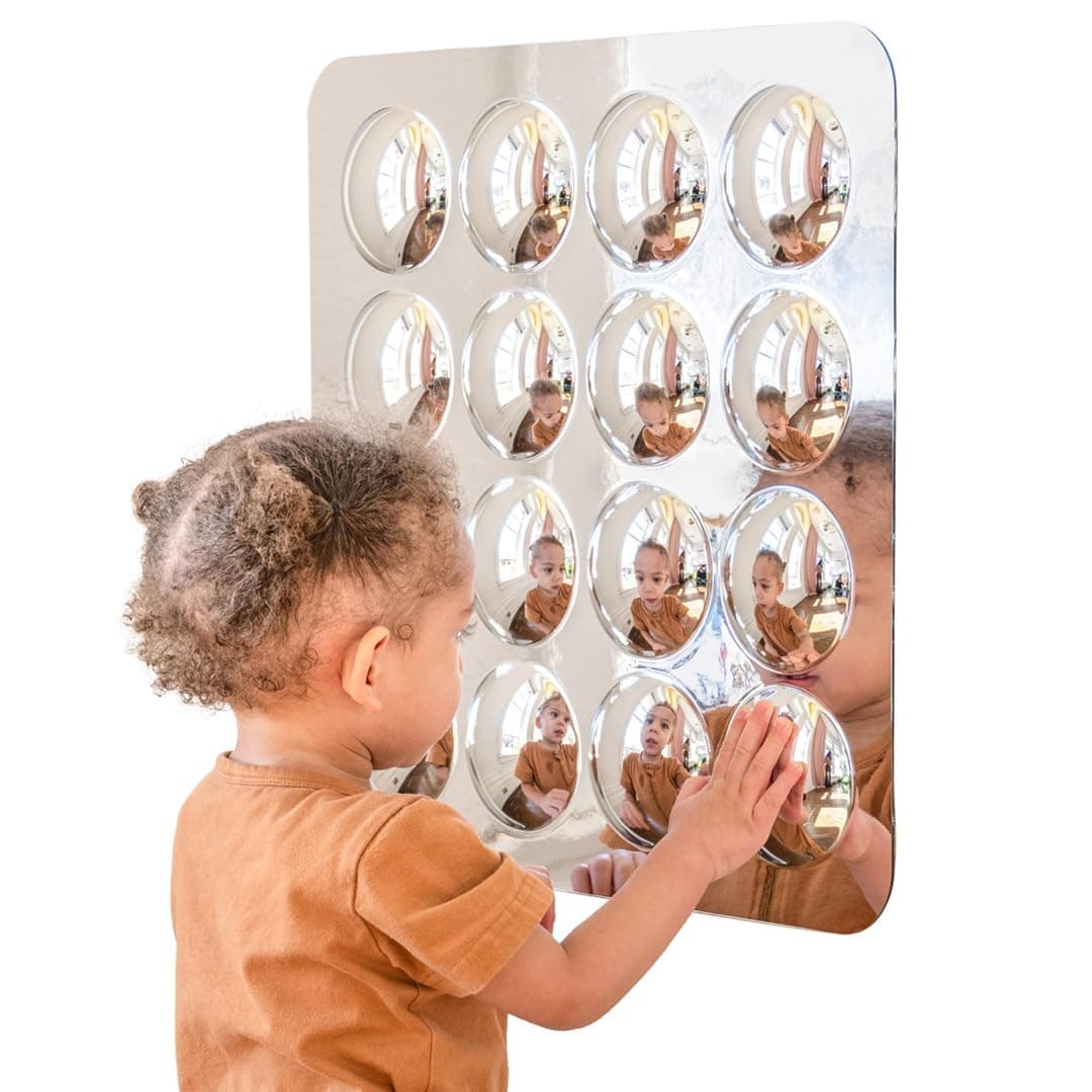 SPARK & WOW Sensory Wall Toddler Mirror Large | 16 Bubbles | Ages 6m and Up | Easy Care Acrylic | Stimulates Cognitive Development