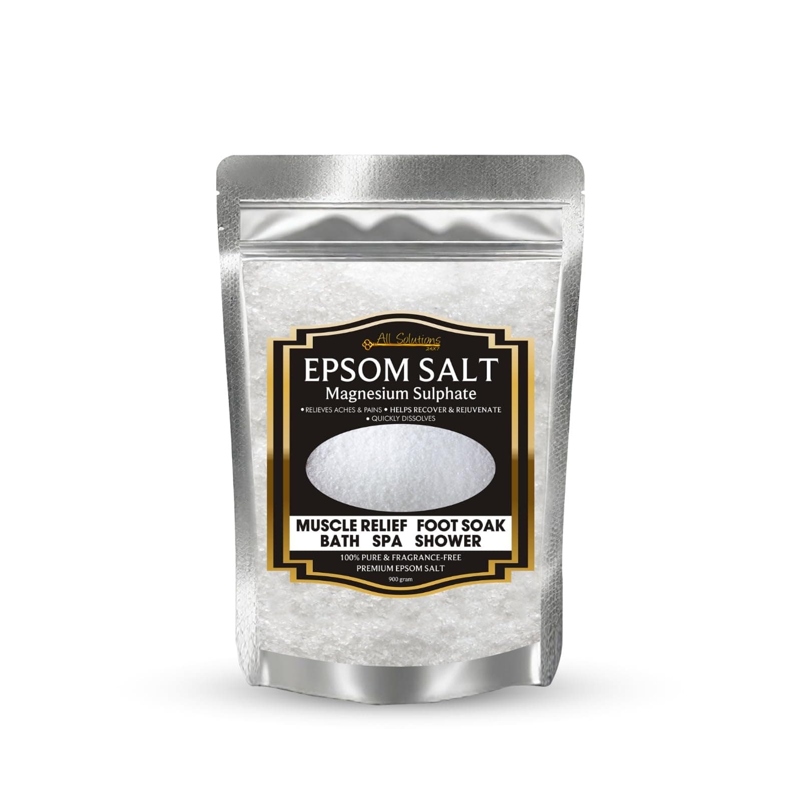 All Solutions Epsom Bath Salt Crystal And Bath | Pure & Natural | For Muscle Relief, Relieves Aches & Pain - 900gm, Granule
