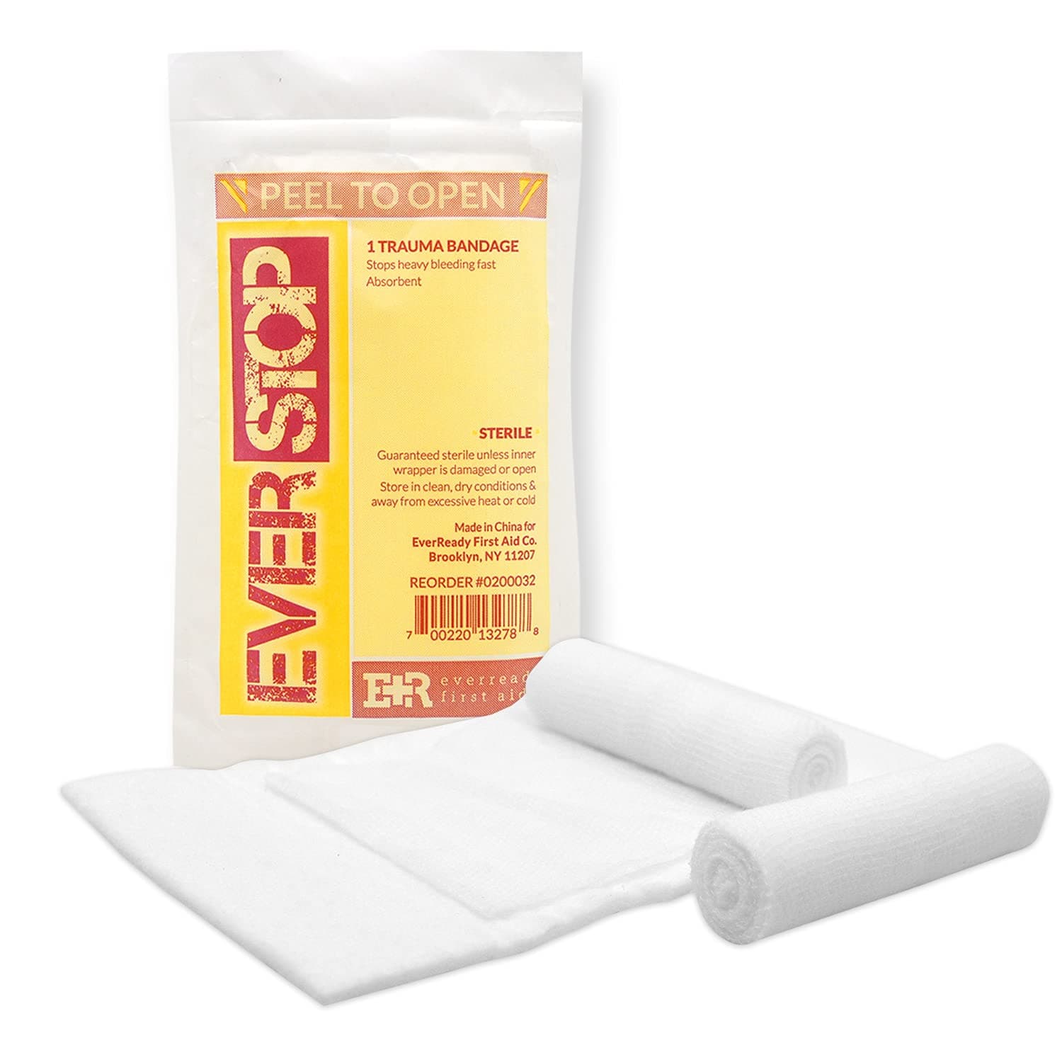 Ever Ready First Aid EverStop First Aid Blood Stopper Compress Multi-Purpose Wound and Trauma Dressing - 3 Pack