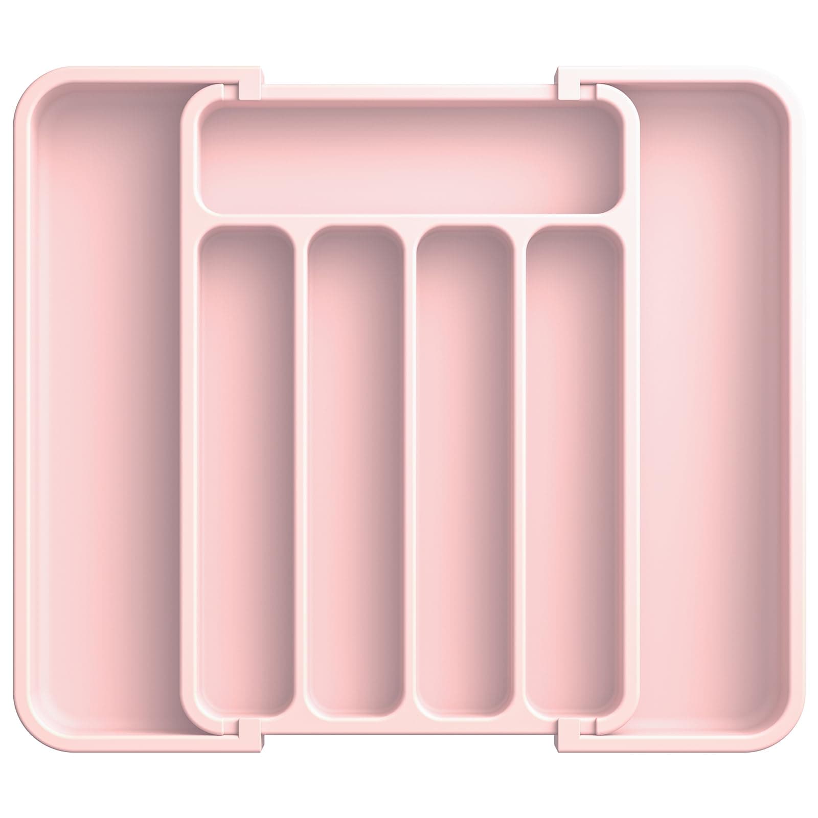 Aujen Silverware Organizer - Expandable Kitchen Drawer Organizer, Adjustable Utensil Organizer, Cutlery Tray for Forks, Knives, Multipurpose Kitchen Organizers and Storage Solution, Pink, Medium