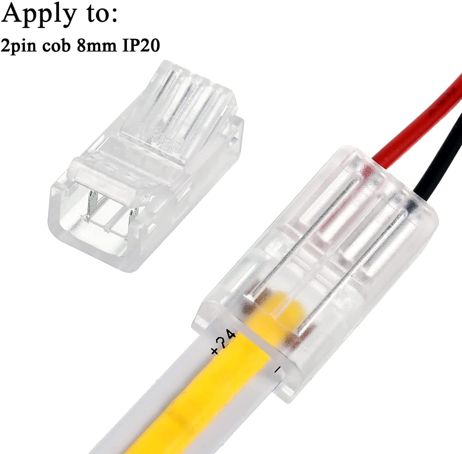 RUNCCI-YUN 20m LED Strip Extension Cable 2 Pin Cable 12V LED DC 5V - 24V 22AWG LED Power Extension Cable for SMD 3528 2835 LED Strip+10 2 Pin 8mm LED Strip Connectors