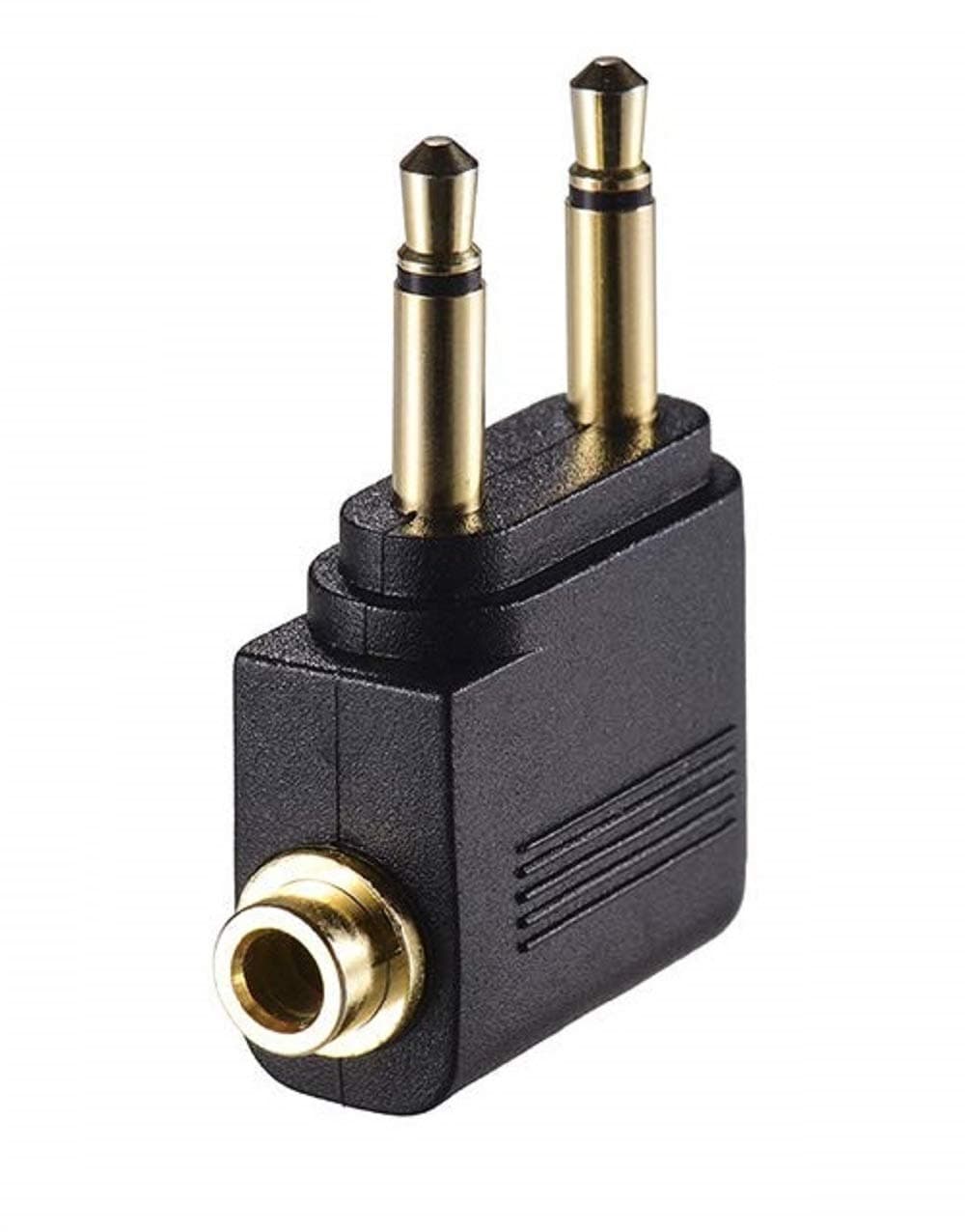 High Grade - Gold Plated Airplane Headphone / Earphone Socket Adaptor - 3.5mm Mono Jack Plugs to 3.5mm Stereo Jack Socket - Works with Sony, Bose, Beats, Apple, JVC, Sennheiser, Panasonic, Betron etc