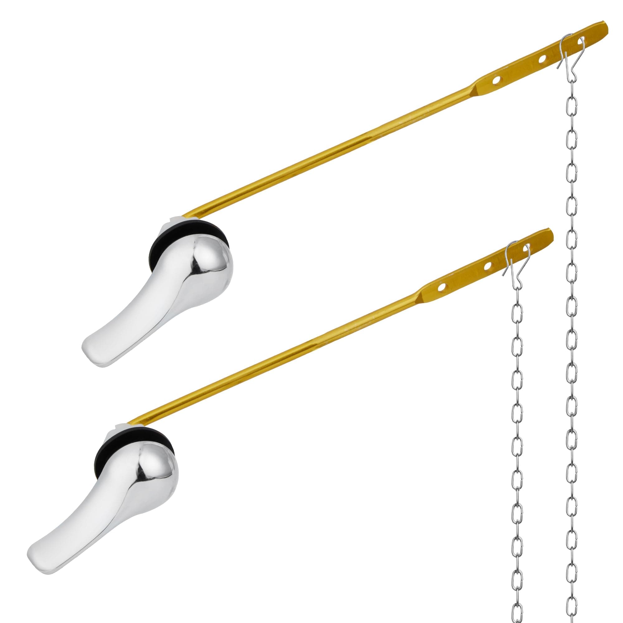 Front Mount Toilet Handle Replacement Kit, 2 Pack Toilet Lever Flush Handle, Aluminum Alloy Arm, Chrome, Silver