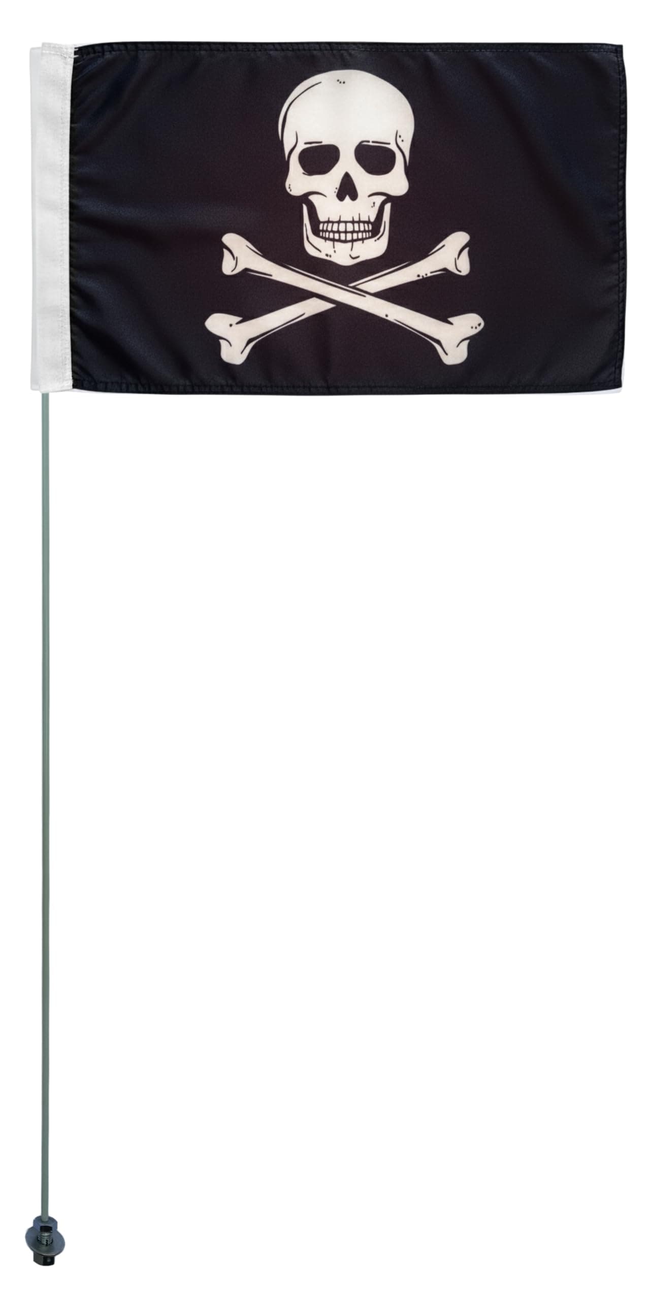 JLP 6-ft Tall 1/4 In Pole 19x12 In Pole Flag Whip Go-Kart Off-Road Sports Sand Dunes Motorcycle Safety High visibility and wind resistance Black and White Pirate