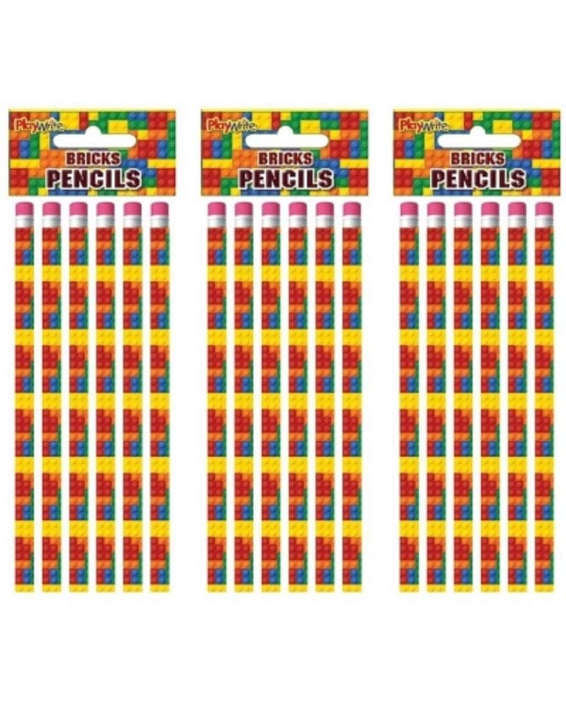 Pack Of 6 Brick Pencils With Eraser