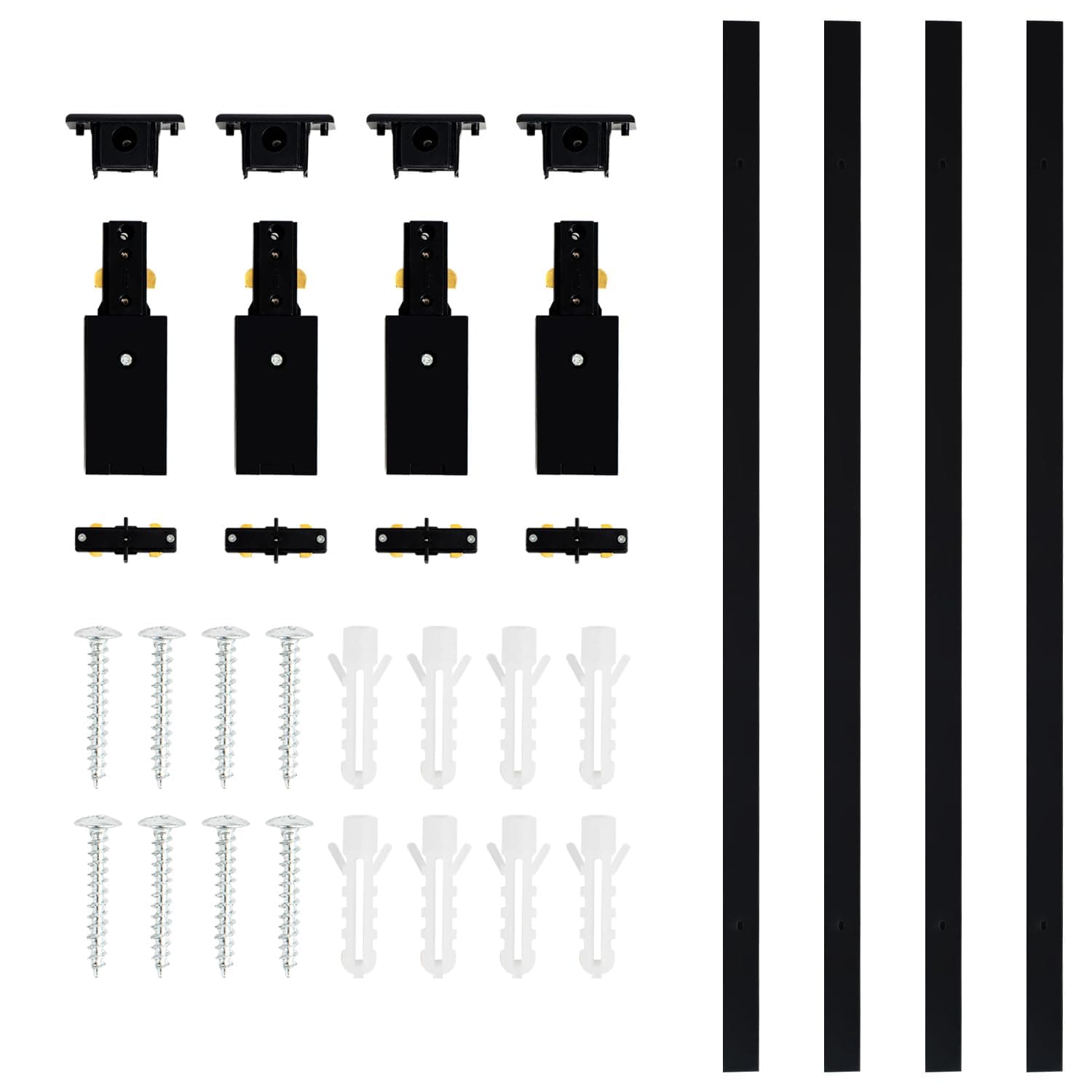 VANoopee H Track Lighting Rails Kit, 13FT H Type Rails Black With End Caps and Live End Feed Connector, Compatible With Single Circuit 120V H Style System, for LED Lighting Heads