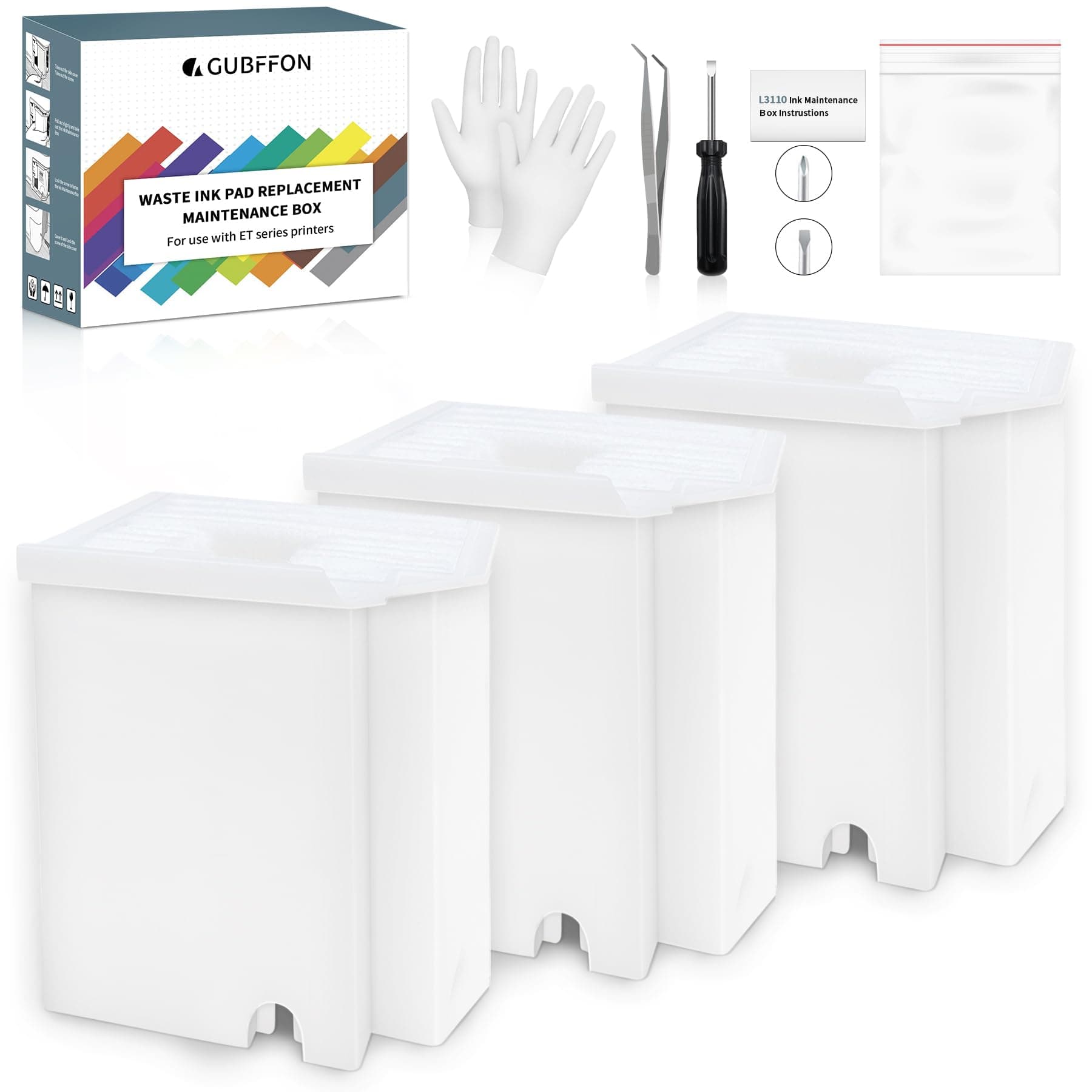 Replacement Waste Ink Pad for Ecotank ET-2800 ET-2803 ET-2400 ET-4800 ET-4700 ET-2720 ET-2820 ET-2710 ET-2712 L3110 Printers etc - Contact get 2 Reset Keys & Software (2Packs Sponge)