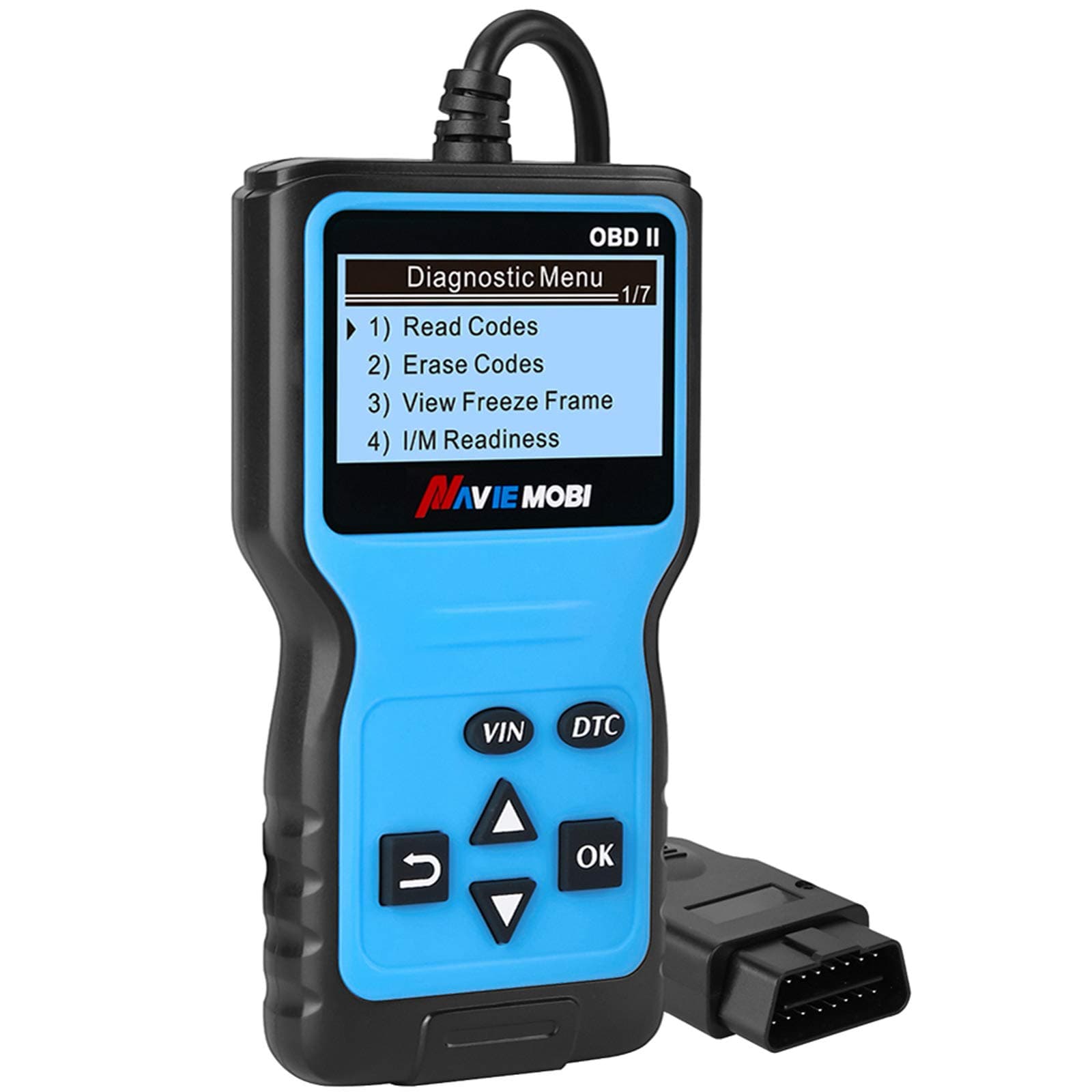 Plug and Play OBD2 Code Reader,Professional OBD-II Scanner Car Diagnostic Tools with Live Data for Check Engine Light,Read and Erase Trouble Codes,Blue