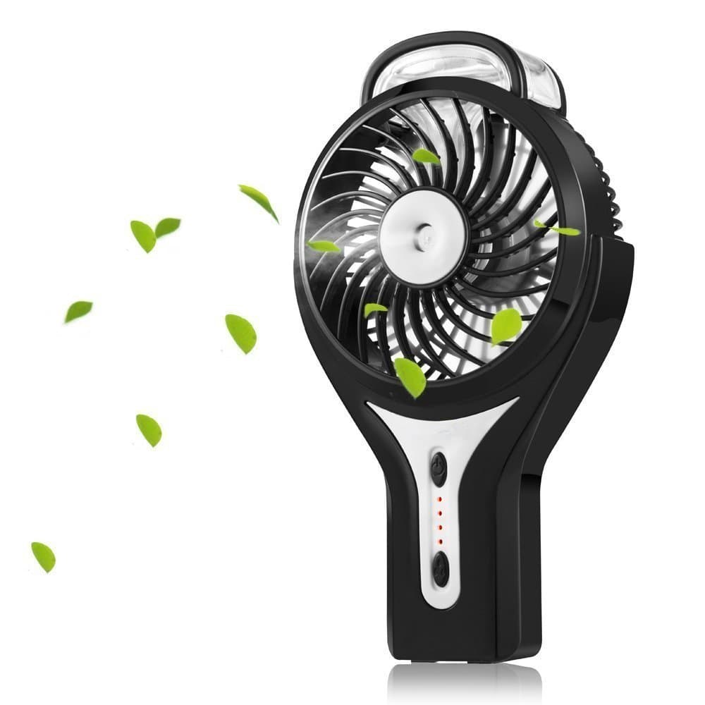 Hemara Misting Fan, in 1 Mini Handheld USB Misting Fan with Personal Cooling, Mist Humidifier Portable for Home Office and Travel, Built in 2200mAh Rechargeable Battery (Black)