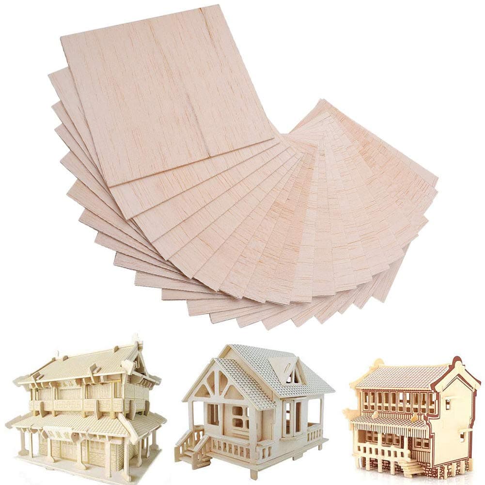 30 Pcs Balsa Wood Sheets, Plate Model Craft DIY Model Wood Plate for Aircraft Ship Woodcraft Model 100mm X 100mm X 1mm