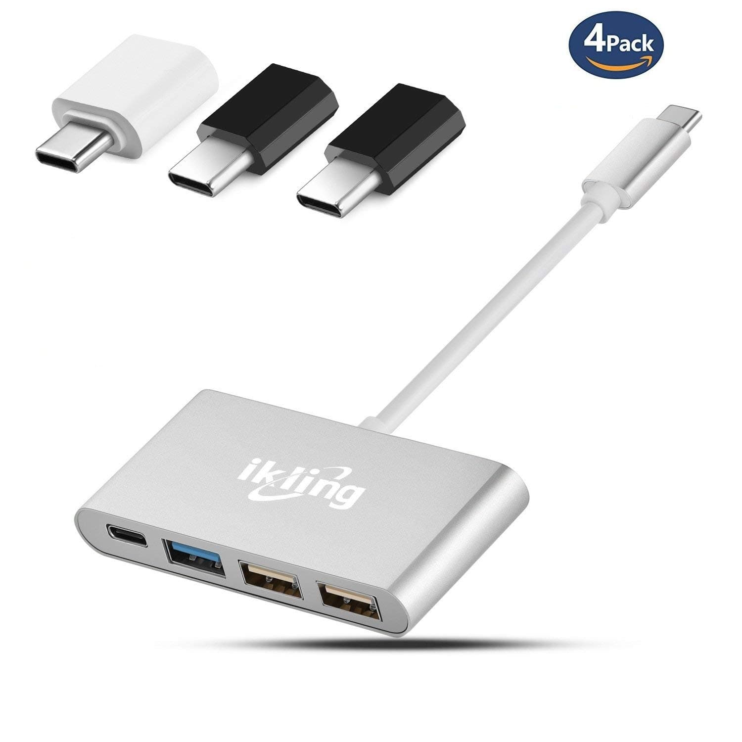 USB C Hub Power Adapter - ikling 2017 New Packing Ultra Slim USB Type C Hub and USB C to Micro/USB A port Adapter for MacBook, MacBook Pro 2016, Lenovo, Asus, Google Pixel, USB Type C Device Owner