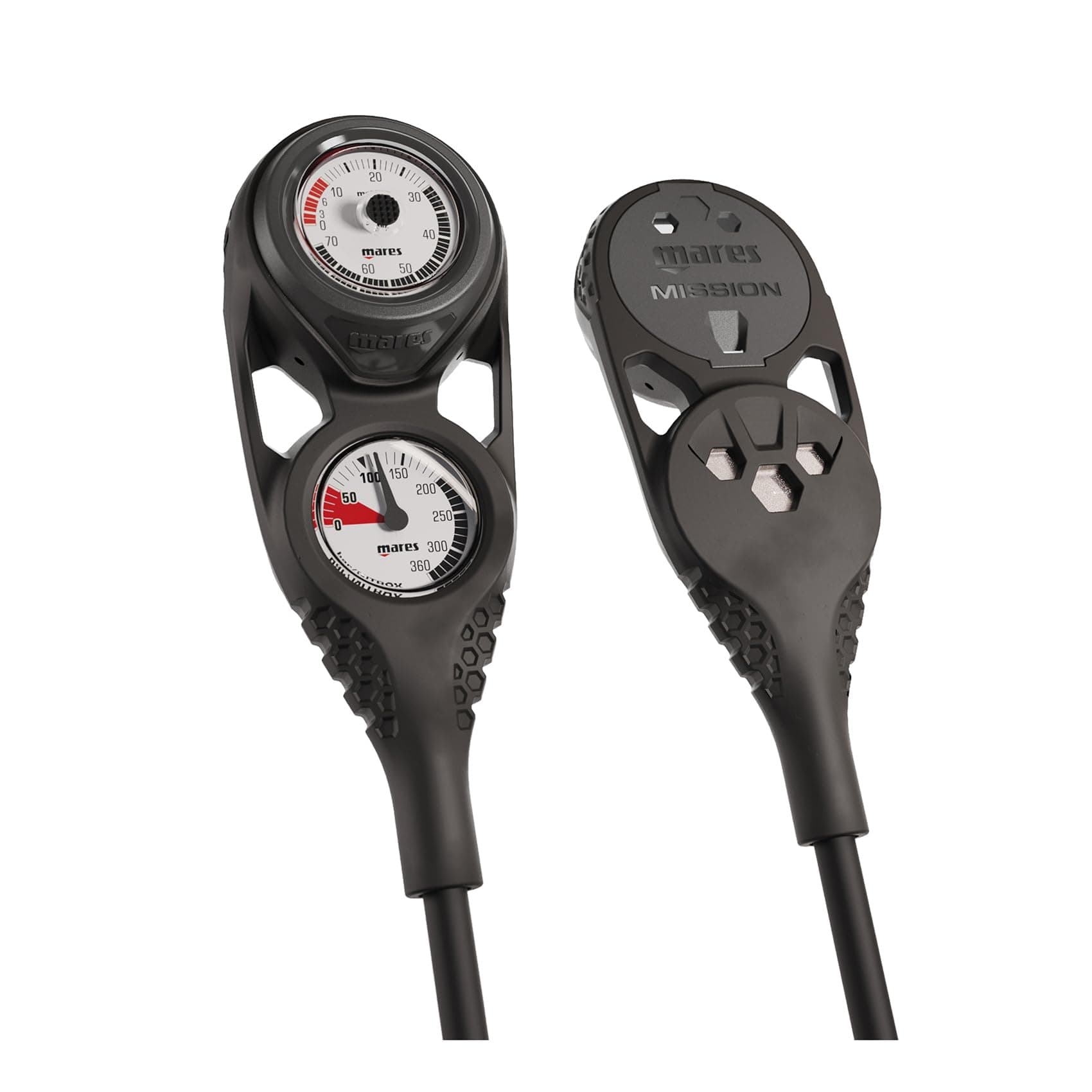 Mission 2 Dual-Gauge Scuba Diving Console | Includes Pressure and Depth Gauges | Water Sports, Snorkeling, Black, US (PSI/FEET)