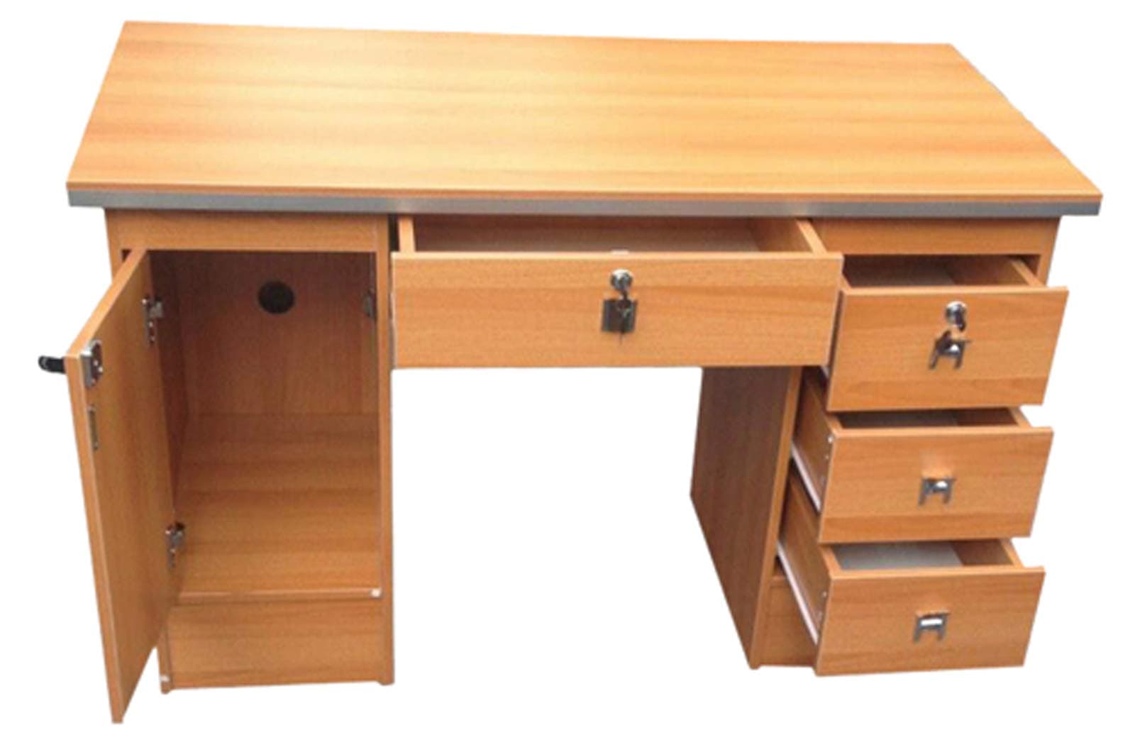 Computer Desk in Beech, Black White Walnut & Oak with 3 Locks for Home Office (Oak Desk 617/1985)