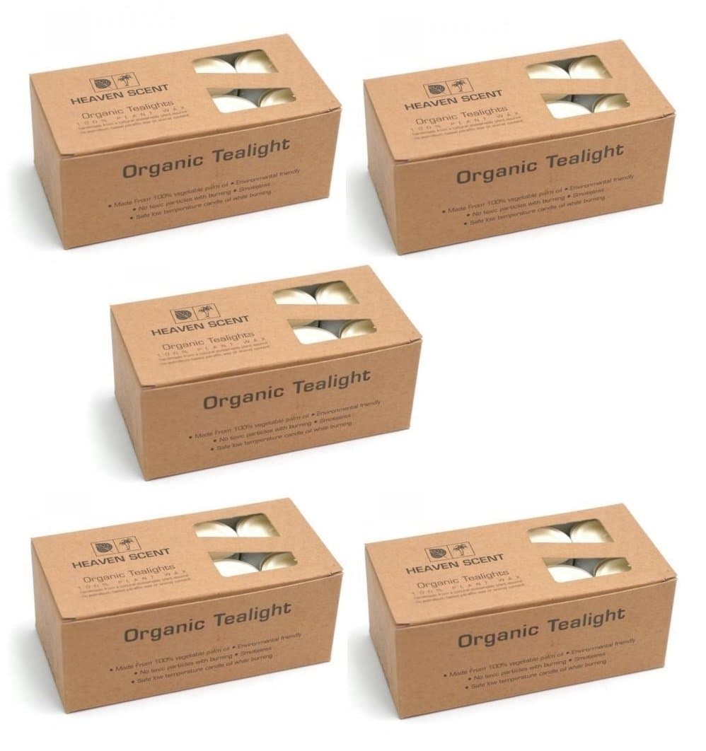 Heaven Scent Organic Unscented Tea Light Candles (5 Pack - 120 Tealights)
